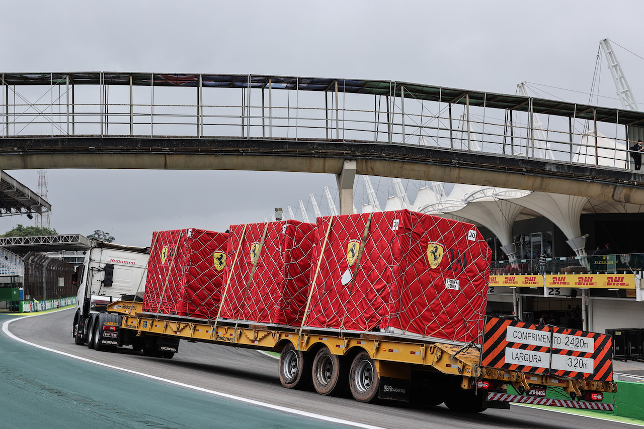 GP SAN PAOLO, Ferrari freight arrives at the circuit.
11.11.2021. Formula 1 World Championship, Rd 19, Brazilian Grand Prix, Sao Paulo, Brazil, Preparation Day.
- www.xpbimages.com, EMail: requests@xpbimages.com © Copyright: Charniaux / XPB Images