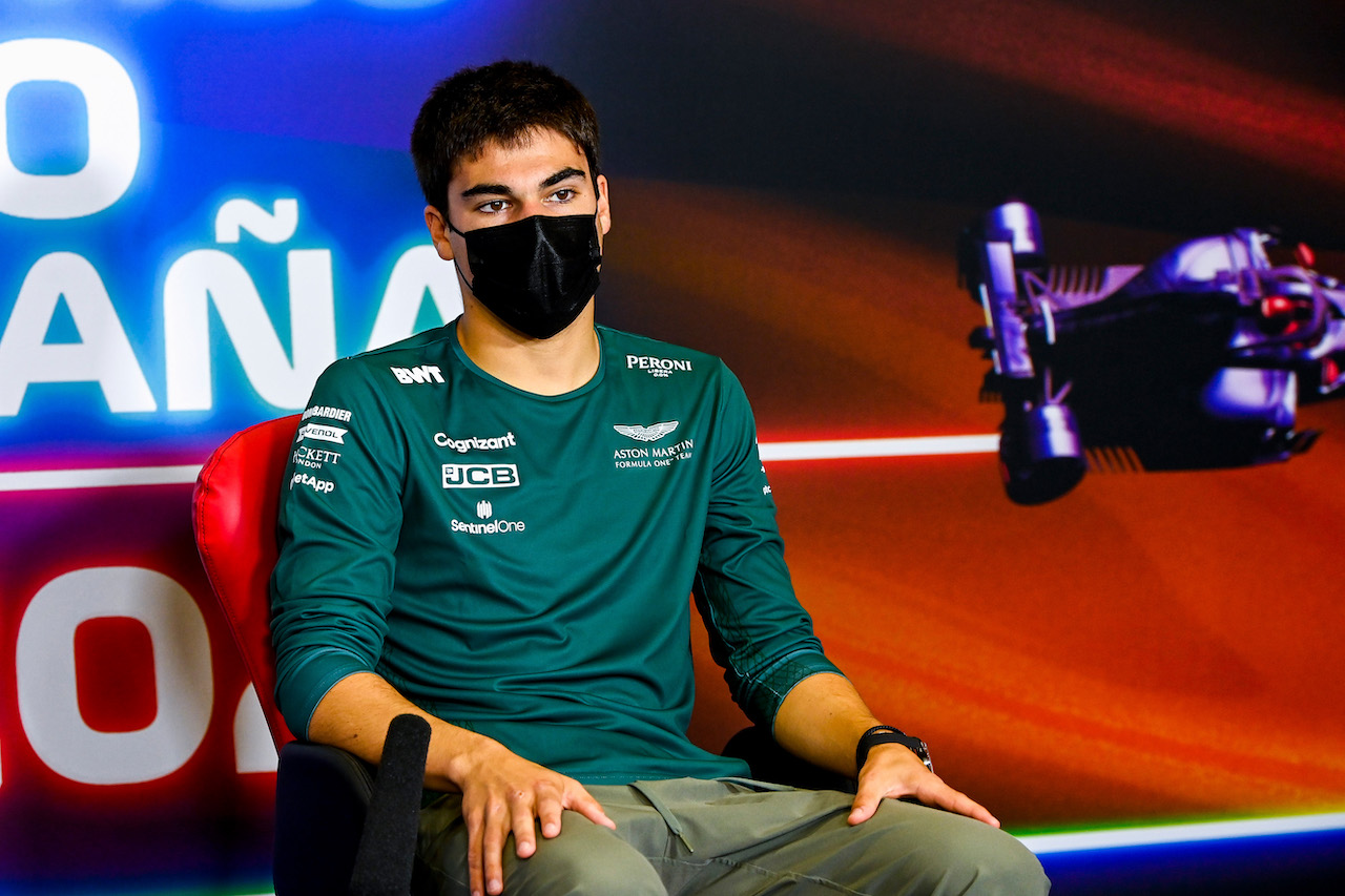 GP SPAGNA, Lance Stroll (CDN) Aston Martin F1 Team in the FIA Press Conference.
06.05.2021. Formula 1 World Championship, Rd 4, Spanish Grand Prix, Barcelona, Spain, Preparation Day.
- www.xpbimages.com, EMail: requests@xpbimages.com © Copyright: FIA Pool Image for Editorial Use Only