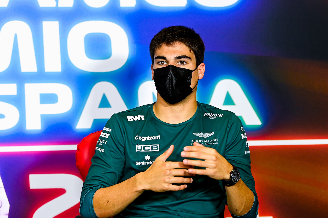 GP SPAGNA, Lance Stroll (CDN) Aston Martin F1 Team in the FIA Press Conference.
06.05.2021. Formula 1 World Championship, Rd 4, Spanish Grand Prix, Barcelona, Spain, Preparation Day.
- www.xpbimages.com, EMail: requests@xpbimages.com © Copyright: FIA Pool Image for Editorial Use Only
