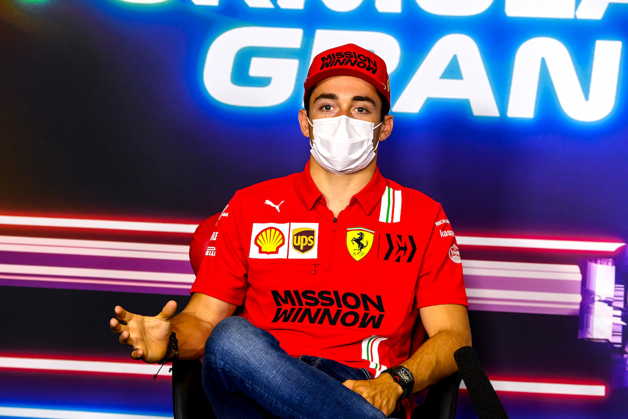 GP SPAGNA, Charles Leclerc (MON) Ferrari in the FIA Press Conference.
06.05.2021. Formula 1 World Championship, Rd 4, Spanish Grand Prix, Barcelona, Spain, Preparation Day.
- www.xpbimages.com, EMail: requests@xpbimages.com © Copyright: FIA Pool Image for Editorial Use Only