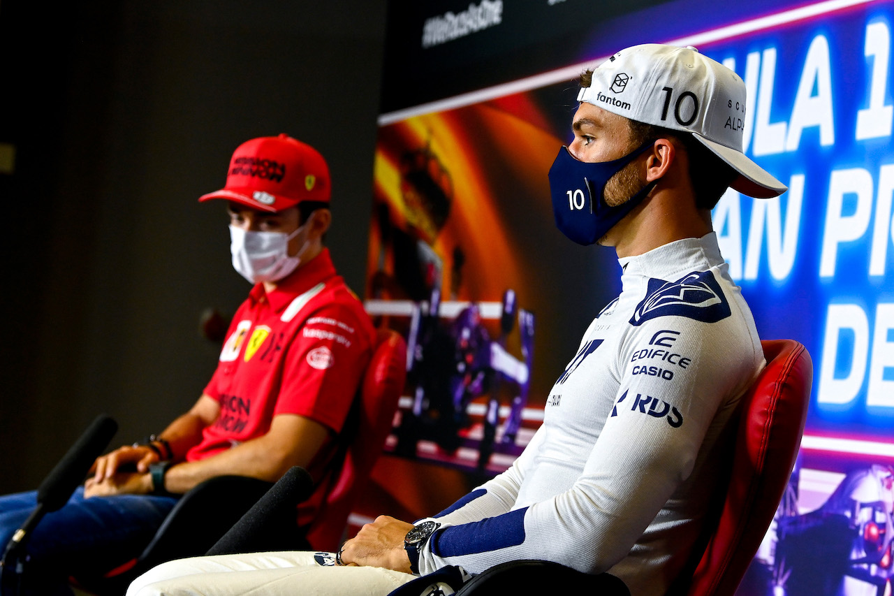 GP SPAGNA, Pierre Gasly (FRA) AlphaTauri in the FIA Press Conference.
06.05.2021. Formula 1 World Championship, Rd 4, Spanish Grand Prix, Barcelona, Spain, Preparation Day.
- www.xpbimages.com, EMail: requests@xpbimages.com © Copyright: FIA Pool Image for Editorial Use Only