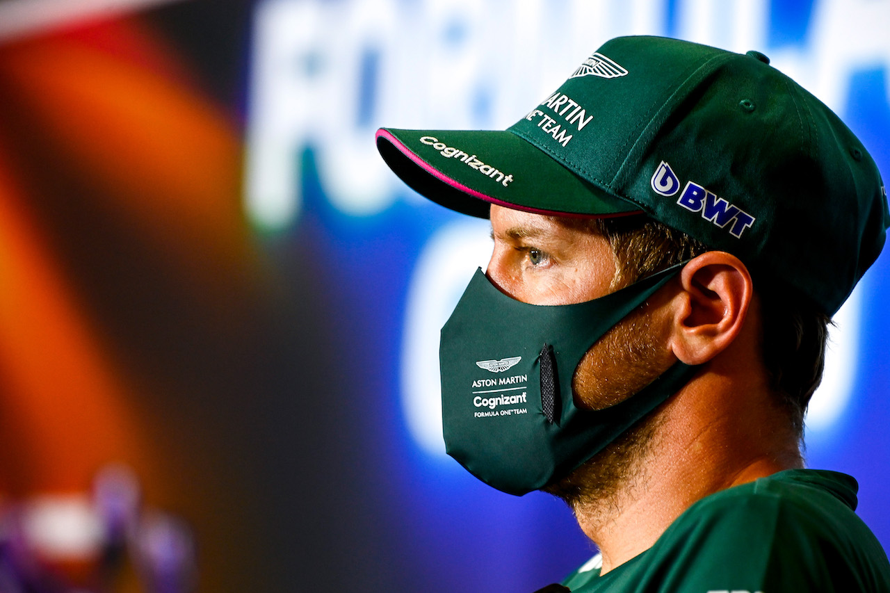 GP SPAGNA, Sebastian Vettel (GER) Aston Martin F1 Team in the FIA Press Conference.
06.05.2021. Formula 1 World Championship, Rd 4, Spanish Grand Prix, Barcelona, Spain, Preparation Day.
- www.xpbimages.com, EMail: requests@xpbimages.com © Copyright: FIA Pool Image for Editorial Use Only