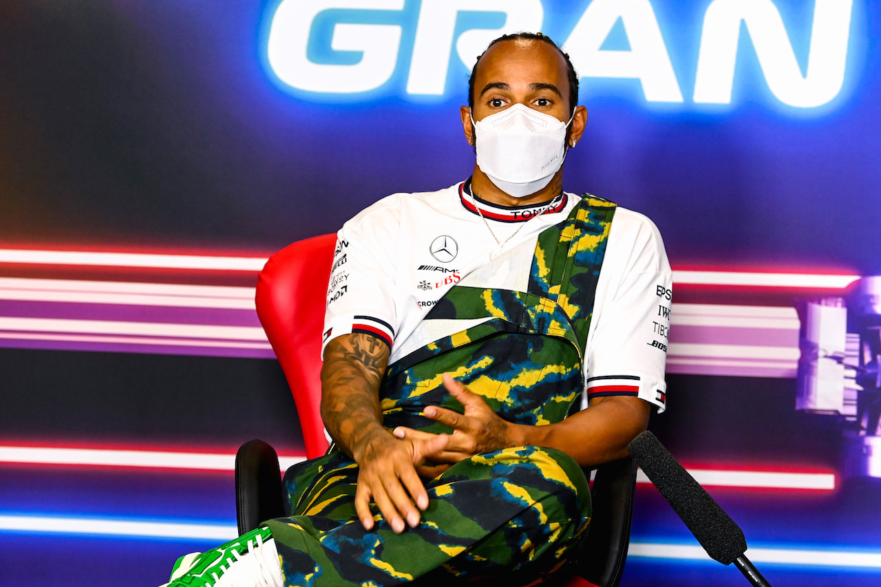 GP SPAGNA, Lewis Hamilton (GBR) Mercedes AMG F1 in the FIA Press Conference.
06.05.2021. Formula 1 World Championship, Rd 4, Spanish Grand Prix, Barcelona, Spain, Preparation Day.
- www.xpbimages.com, EMail: requests@xpbimages.com © Copyright: FIA Pool Image for Editorial Use Only
