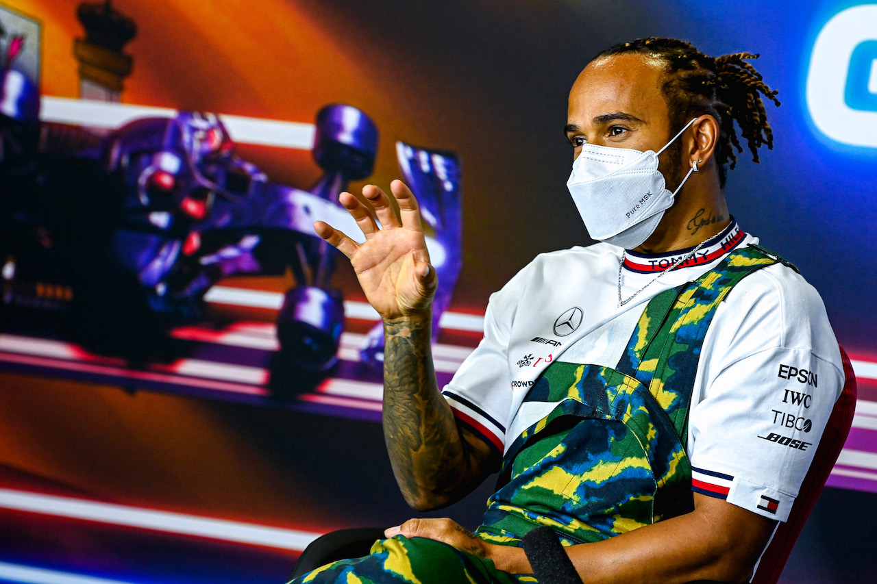 GP SPAGNA, Lewis Hamilton (GBR) Mercedes AMG F1 in the FIA Press Conference.
06.05.2021. Formula 1 World Championship, Rd 4, Spanish Grand Prix, Barcelona, Spain, Preparation Day.
- www.xpbimages.com, EMail: requests@xpbimages.com © Copyright: FIA Pool Image for Editorial Use Only