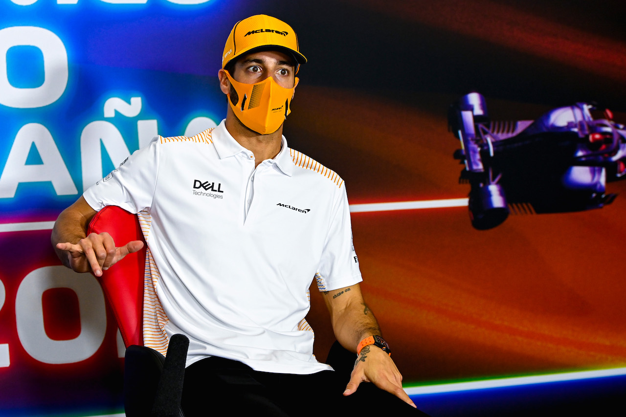 GP SPAGNA, Daniel Ricciardo (AUS) McLaren in the FIA Press Conference.
06.05.2021. Formula 1 World Championship, Rd 4, Spanish Grand Prix, Barcelona, Spain, Preparation Day.
- www.xpbimages.com, EMail: requests@xpbimages.com © Copyright: FIA Pool Image for Editorial Use Only
