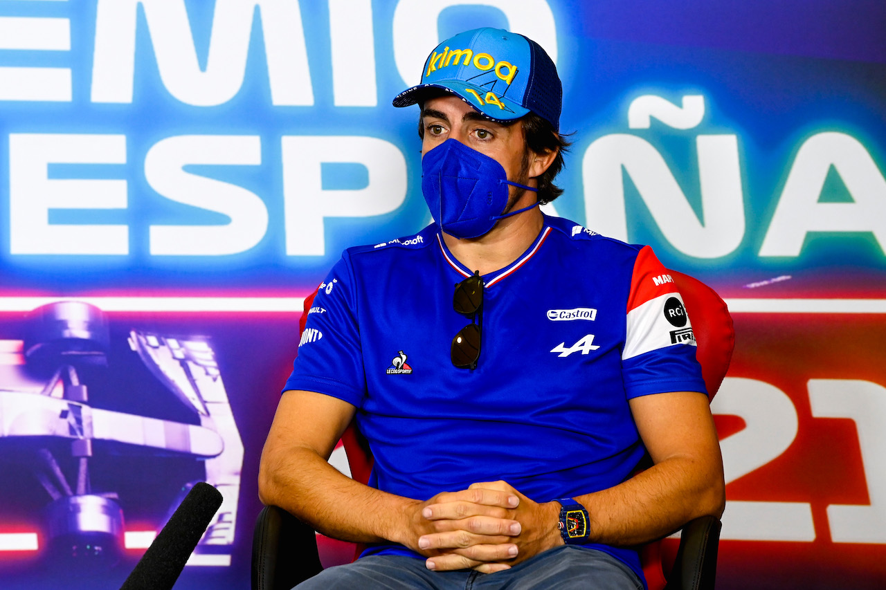 GP SPAGNA, Fernando Alonso (ESP) Alpine F1 Team in the FIA Press Conference.
06.05.2021. Formula 1 World Championship, Rd 4, Spanish Grand Prix, Barcelona, Spain, Preparation Day.
- www.xpbimages.com, EMail: requests@xpbimages.com © Copyright: FIA Pool Image for Editorial Use Only
