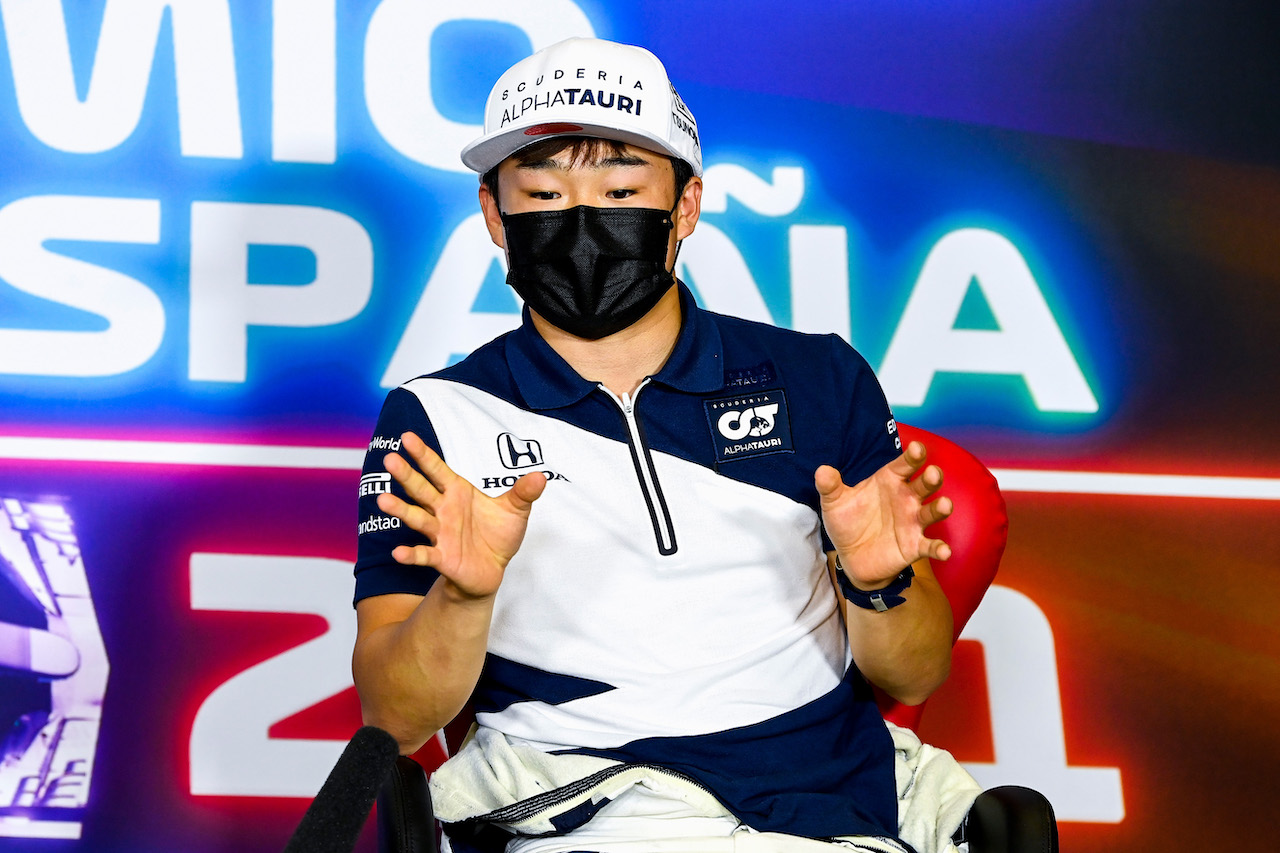 GP SPAGNA, Yuki Tsunoda (JPN) AlphaTauri in the FIA Press Conference.
06.05.2021. Formula 1 World Championship, Rd 4, Spanish Grand Prix, Barcelona, Spain, Preparation Day.
- www.xpbimages.com, EMail: requests@xpbimages.com © Copyright: FIA Pool Image for Editorial Use Only