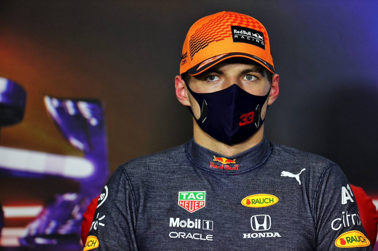 GP SPAGNA, Max Verstappen (NLD) Red Bull Racing in the post qualifying FIA Press Conference.
08.05.2021. Formula 1 World Championship, Rd 4, Spanish Grand Prix, Barcelona, Spain, Qualifiche Day.
- www.xpbimages.com, EMail: requests@xpbimages.com © Copyright: Batchelor / XPB Images