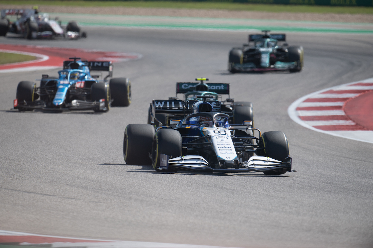 GP STATI UNITI, George Russell (GBR) Williams Racing FW43B.
24.10.2021. Formula 1 World Championship, Rd 17, United States Grand Prix, Austin, Texas, USA, Gara Day.
- www.xpbimages.com, EMail: requests@xpbimages.com © Copyright: Price / XPB Images