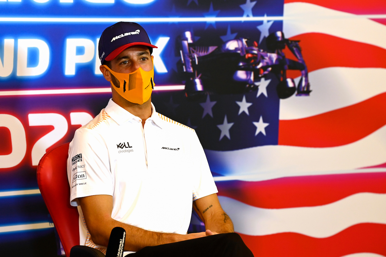 GP STATI UNITI, Daniel Ricciardo (AUS) McLaren in the FIA Press Conference.
21.10.2021. Formula 1 World Championship, Rd 17, United States Grand Prix, Austin, Texas, USA, Preparation Day.
- www.xpbimages.com, EMail: requests@xpbimages.com © Copyright: FIA Pool Image for Editorial Use Only