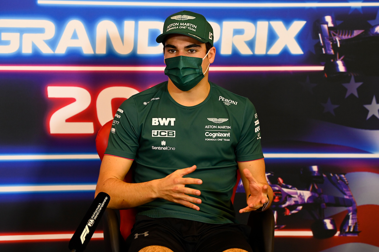 GP STATI UNITI, Lance Stroll (CDN) Aston Martin F1 Team in the FIA Press Conference.
21.10.2021. Formula 1 World Championship, Rd 17, United States Grand Prix, Austin, Texas, USA, Preparation Day.
- www.xpbimages.com, EMail: requests@xpbimages.com © Copyright: FIA Pool Image for Editorial Use Only