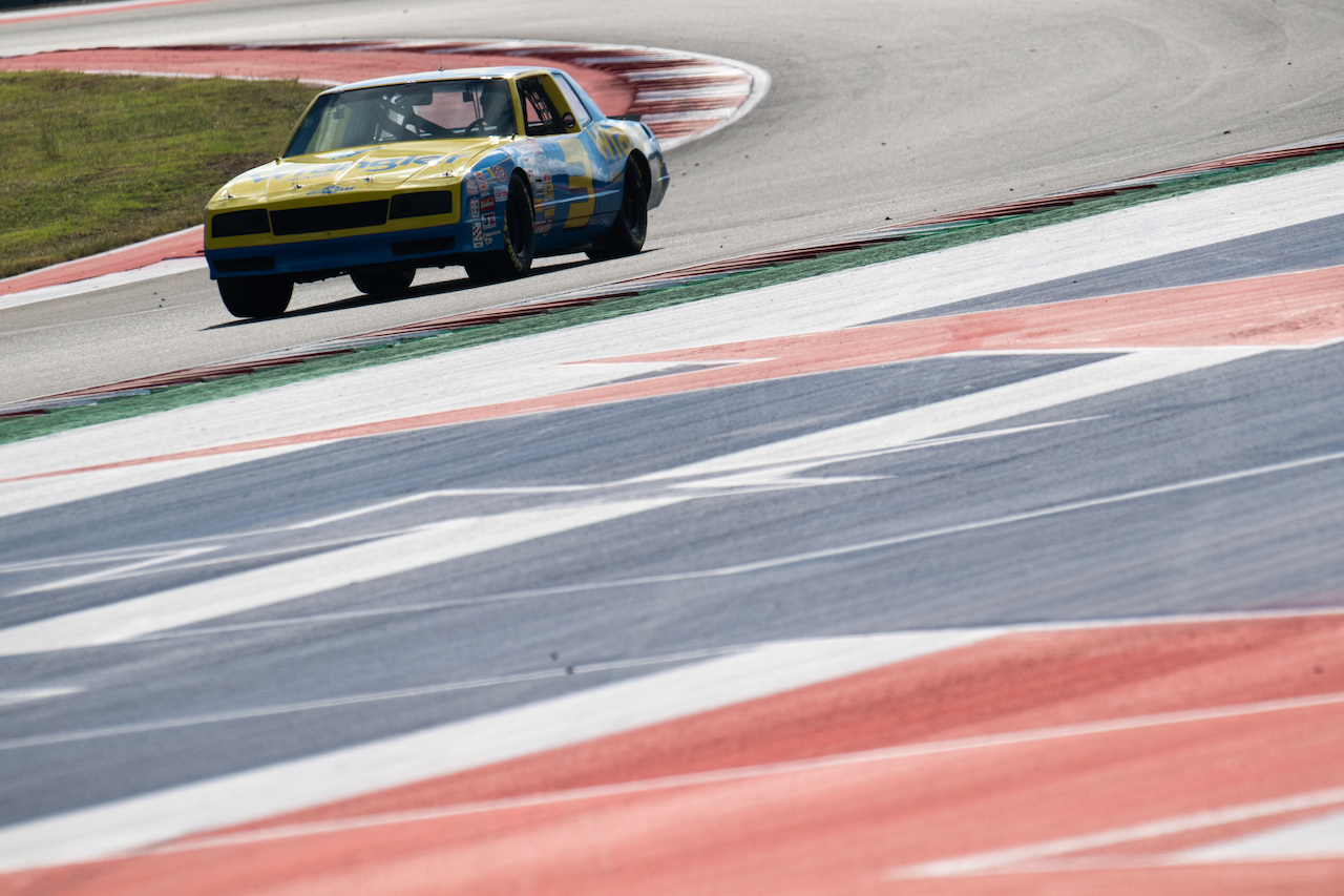 GP STATI UNITI, Daniel Ricciardo (AUS) McLaren drives Dale Earnhardtís 1984 Wrangler Chevrolet Monte Carlo.
23.10.2021. Formula 1 World Championship, Rd 17, United States Grand Prix, Austin, Texas, USA, Qualifiche Day.
- www.xpbimages.com, EMail: requests@xpbimages.com © Copyright: Price / XPB Images