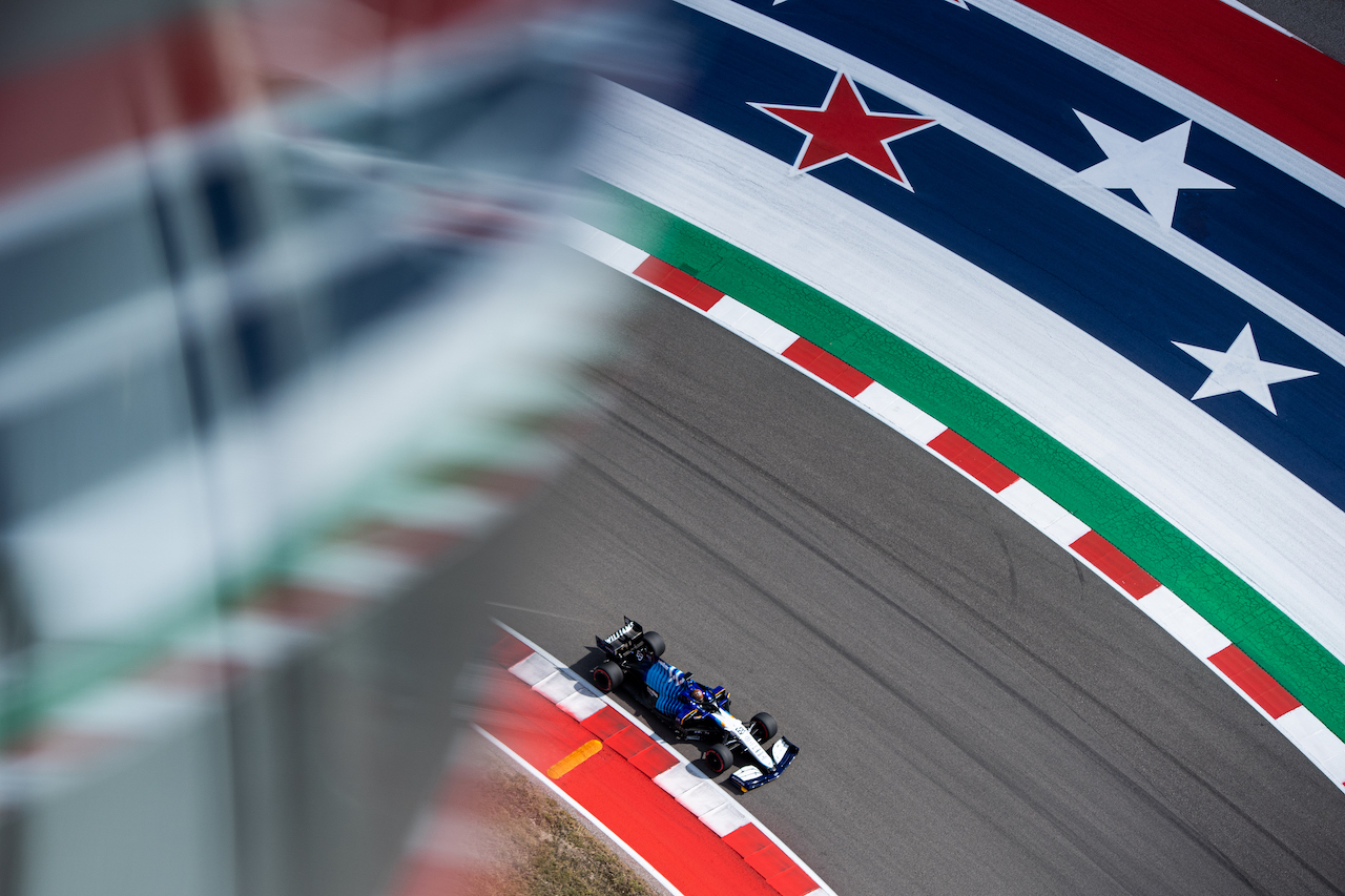 GP STATI UNITI, George Russell (GBR) Williams Racing FW43B.
22.10.2021. Formula 1 World Championship, Rd 17, United States Grand Prix, Austin, Texas, USA, Practice Day.
- www.xpbimages.com, EMail: requests@xpbimages.com © Copyright: Price / XPB Images