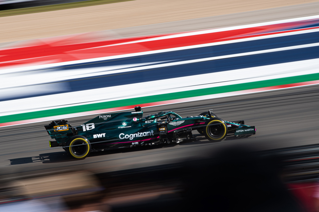 GP STATI UNITI, Lance Stroll (CDN) Aston Martin F1 Team AMR21.
22.10.2021. Formula 1 World Championship, Rd 17, United States Grand Prix, Austin, Texas, USA, Practice Day.
- www.xpbimages.com, EMail: requests@xpbimages.com © Copyright: Price / XPB Images