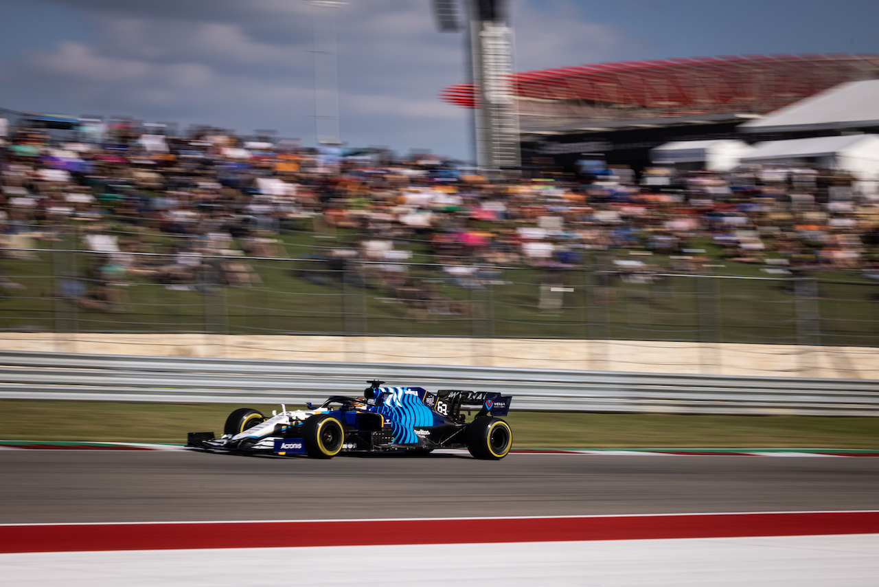 GP STATI UNITI, George Russell (GBR) Williams Racing FW43B.
22.10.2021. Formula 1 World Championship, Rd 17, United States Grand Prix, Austin, Texas, USA, Practice Day.
- www.xpbimages.com, EMail: requests@xpbimages.com © Copyright: Bearne / XPB Images