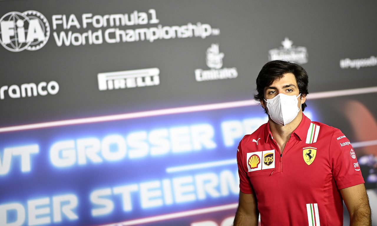 GP STIRIA, Carlos Sainz Jr (ESP) Ferrari in the FIA Press Conference.
24.06.2021. Formula 1 World Championship, Rd 8, Steiermark Grand Prix, Spielberg, Austria, Preparation Day.
- www.xpbimages.com, EMail: requests@xpbimages.com © Copyright: FIA Pool Image for Editorial Use Only
