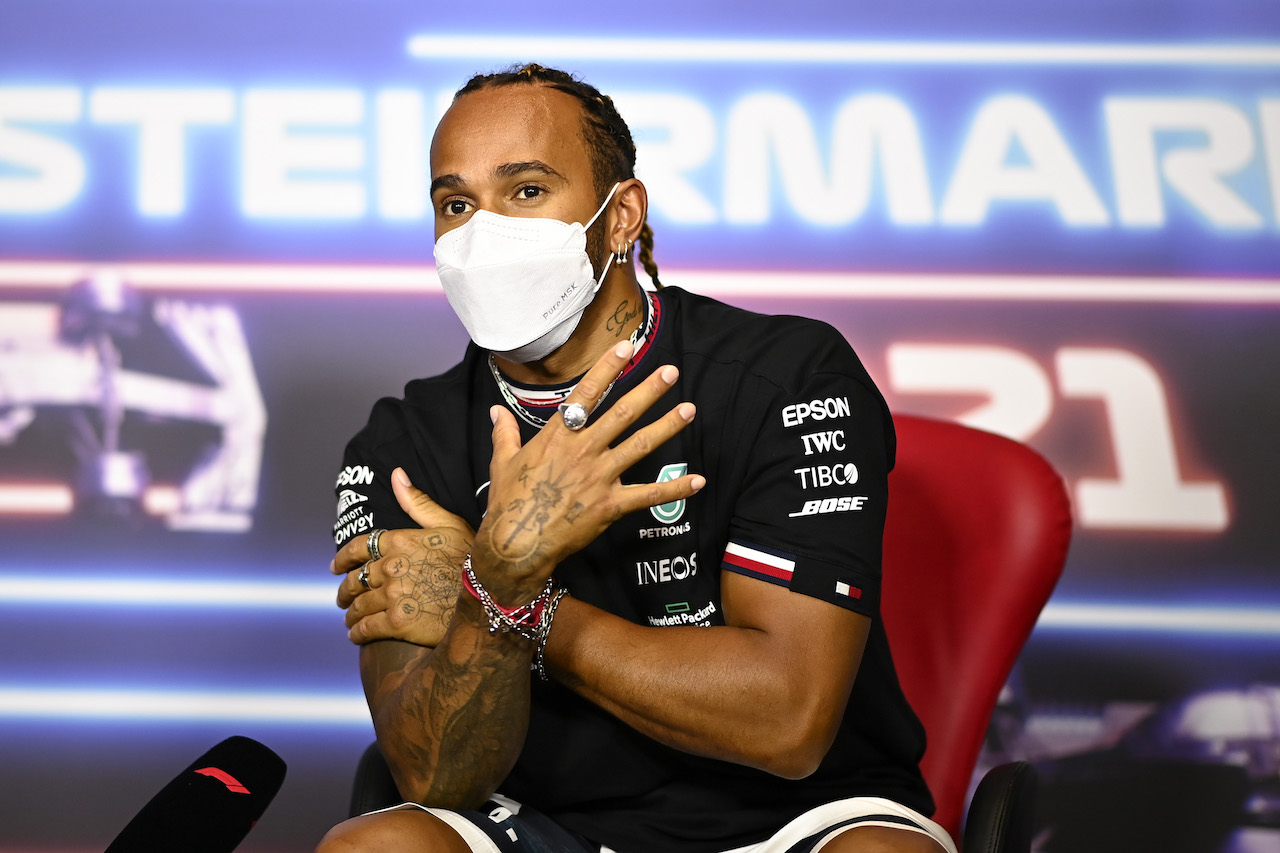 GP STIRIA, Lewis Hamilton (GBR) Mercedes AMG F1 in the FIA Press Conference.
24.06.2021. Formula 1 World Championship, Rd 8, Steiermark Grand Prix, Spielberg, Austria, Preparation Day.
- www.xpbimages.com, EMail: requests@xpbimages.com © Copyright: FIA Pool Image for Editorial Use Only