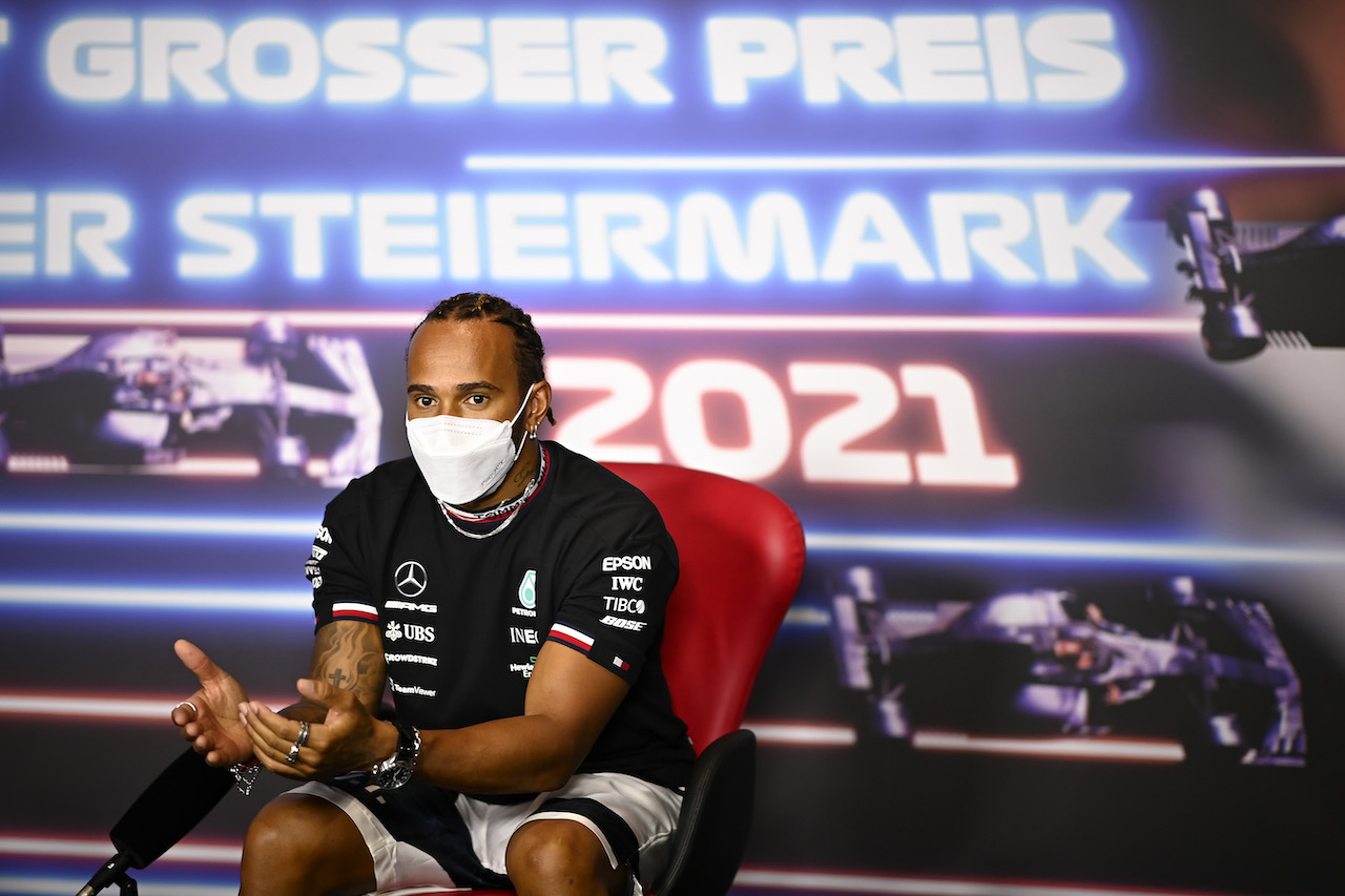 GP STIRIA, Lewis Hamilton (GBR) Mercedes AMG F1 in the FIA Press Conference.
24.06.2021. Formula 1 World Championship, Rd 8, Steiermark Grand Prix, Spielberg, Austria, Preparation Day.
- www.xpbimages.com, EMail: requests@xpbimages.com © Copyright: FIA Pool Image for Editorial Use Only