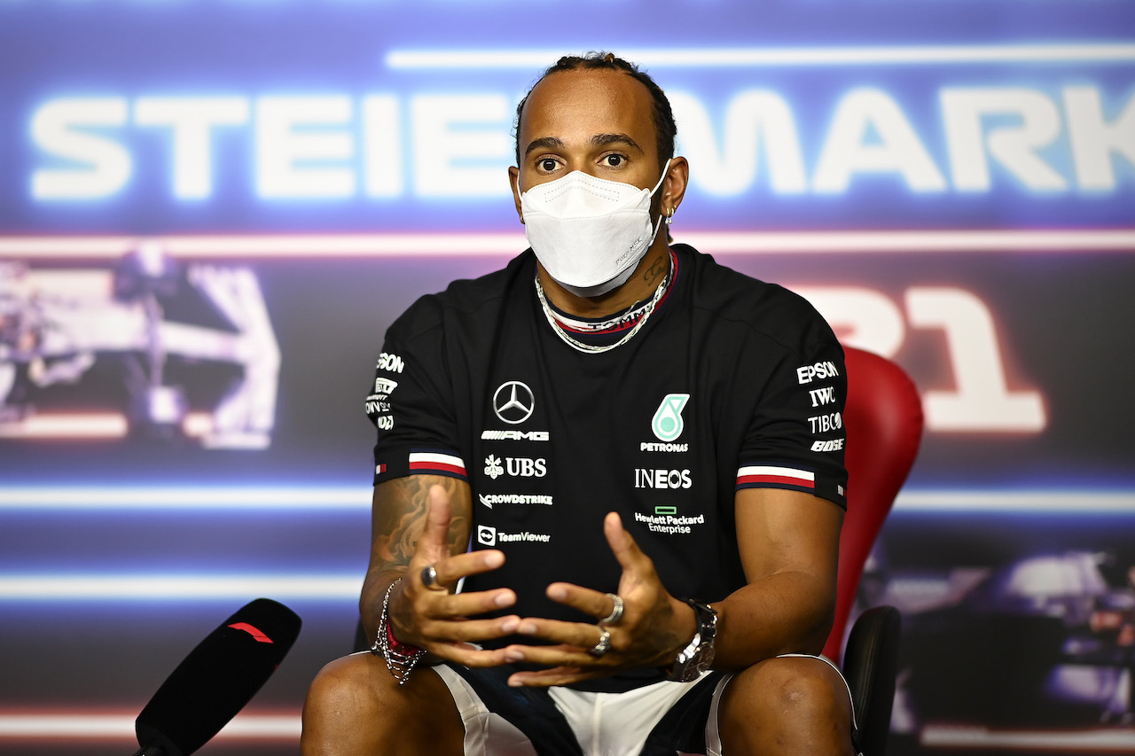 GP STIRIA, Lewis Hamilton (GBR) Mercedes AMG F1 in the FIA Press Conference.
24.06.2021. Formula 1 World Championship, Rd 8, Steiermark Grand Prix, Spielberg, Austria, Preparation Day.
- www.xpbimages.com, EMail: requests@xpbimages.com © Copyright: FIA Pool Image for Editorial Use Only