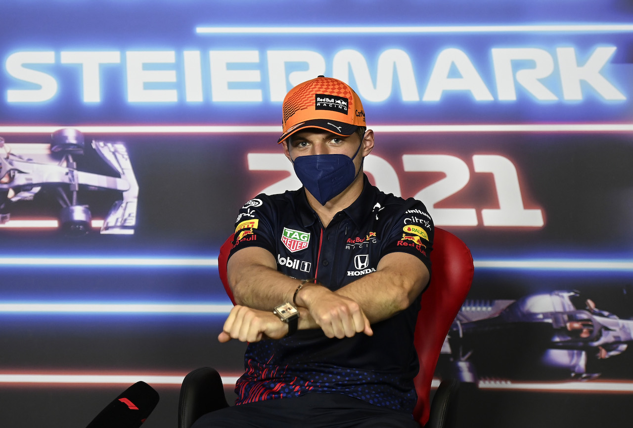 GP STIRIA, Max Verstappen (NLD) Red Bull Racing in the FIA Press Conference.
24.06.2021. Formula 1 World Championship, Rd 8, Steiermark Grand Prix, Spielberg, Austria, Preparation Day.
- www.xpbimages.com, EMail: requests@xpbimages.com © Copyright: FIA Pool Image for Editorial Use Only
