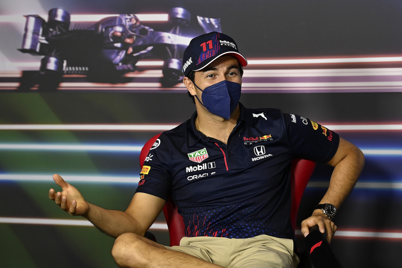 GP STIRIA, Sergio Perez (MEX) Red Bull Racing in the FIA Press Conference.
24.06.2021. Formula 1 World Championship, Rd 8, Steiermark Grand Prix, Spielberg, Austria, Preparation Day.
- www.xpbimages.com, EMail: requests@xpbimages.com © Copyright: FIA Pool Image for Editorial Use Only