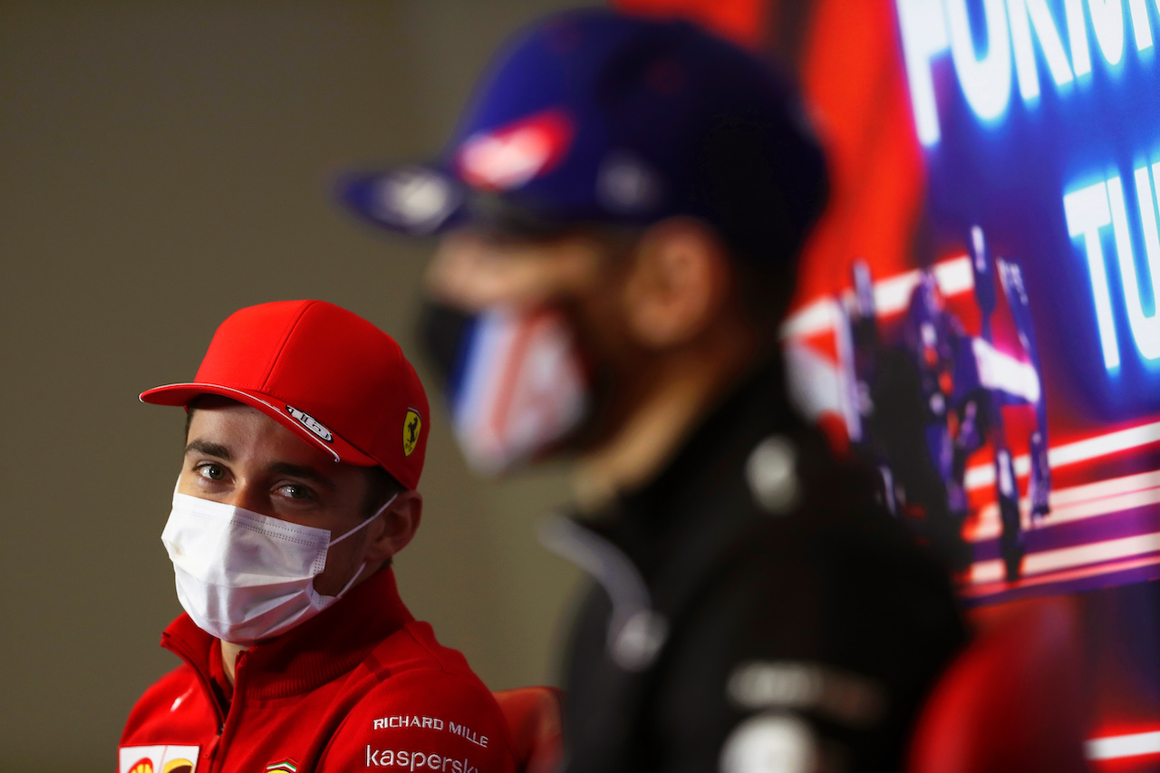 GP TURCHIA, Charles Leclerc (MON) Ferrari e Esteban Ocon (FRA) Alpine F1 Team in the FIA Press Conference.
07.10.2021. Formula 1 World Championship, Rd 16, Turkish Grand Prix, Istanbul, Turkey, Preparation Day.
- www.xpbimages.com, EMail: requests@xpbimages.com © Copyright: FIA Pool Image for Editorial Use Only