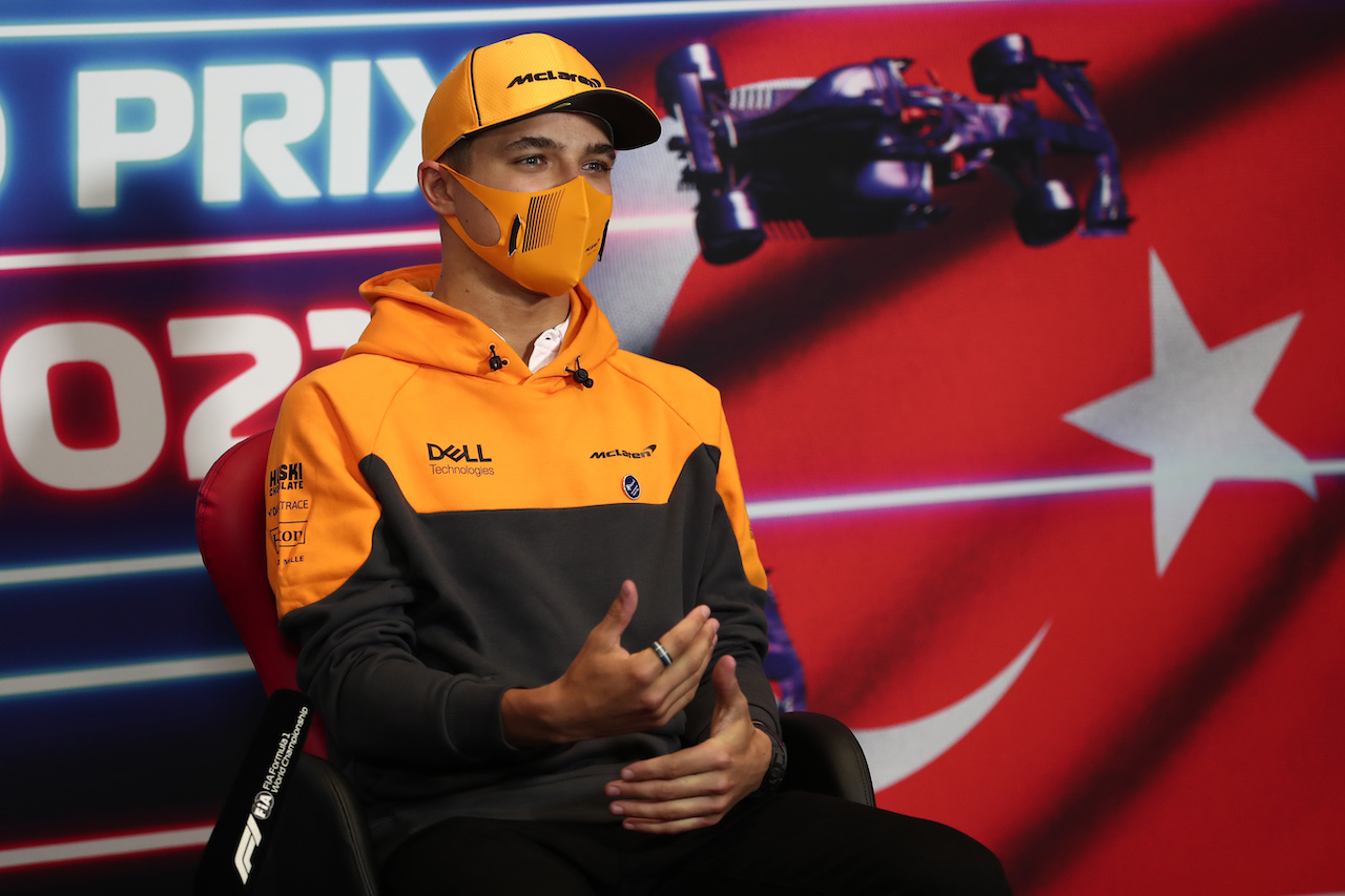 GP TURCHIA, Lando Norris (GBR) McLaren in the FIA Press Conference.
07.10.2021. Formula 1 World Championship, Rd 16, Turkish Grand Prix, Istanbul, Turkey, Preparation Day.
- www.xpbimages.com, EMail: requests@xpbimages.com © Copyright: FIA Pool Image for Editorial Use Only