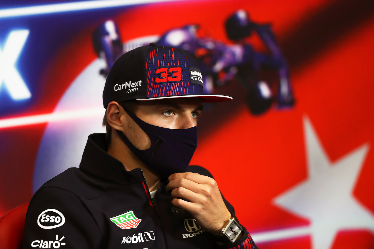 GP TURCHIA, Max Verstappen (NLD) Red Bull Racing in the FIA Press Conference.
07.10.2021. Formula 1 World Championship, Rd 16, Turkish Grand Prix, Istanbul, Turkey, Preparation Day.
- www.xpbimages.com, EMail: requests@xpbimages.com © Copyright: FIA Pool Image for Editorial Use Only