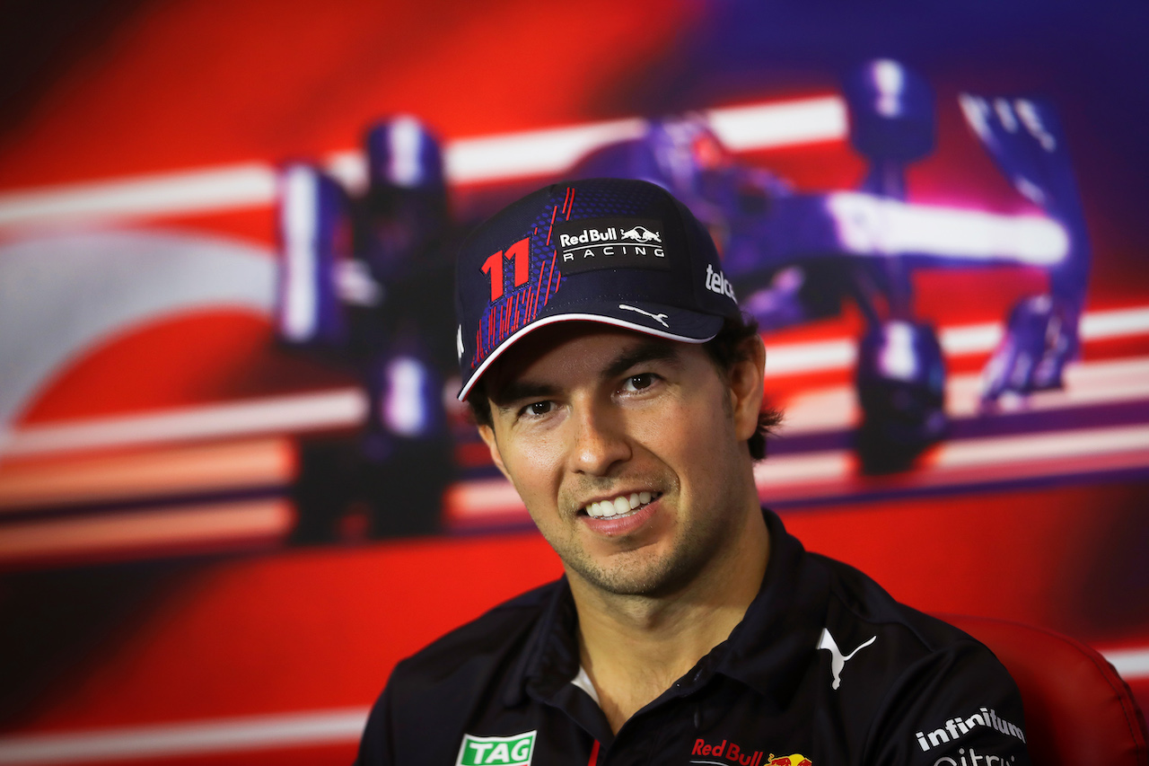 GP TURCHIA, Sergio Perez (MEX) Red Bull Racing in the FIA Press Conference.
07.10.2021. Formula 1 World Championship, Rd 16, Turkish Grand Prix, Istanbul, Turkey, Preparation Day.
- www.xpbimages.com, EMail: requests@xpbimages.com © Copyright: FIA Pool Image for Editorial Use Only