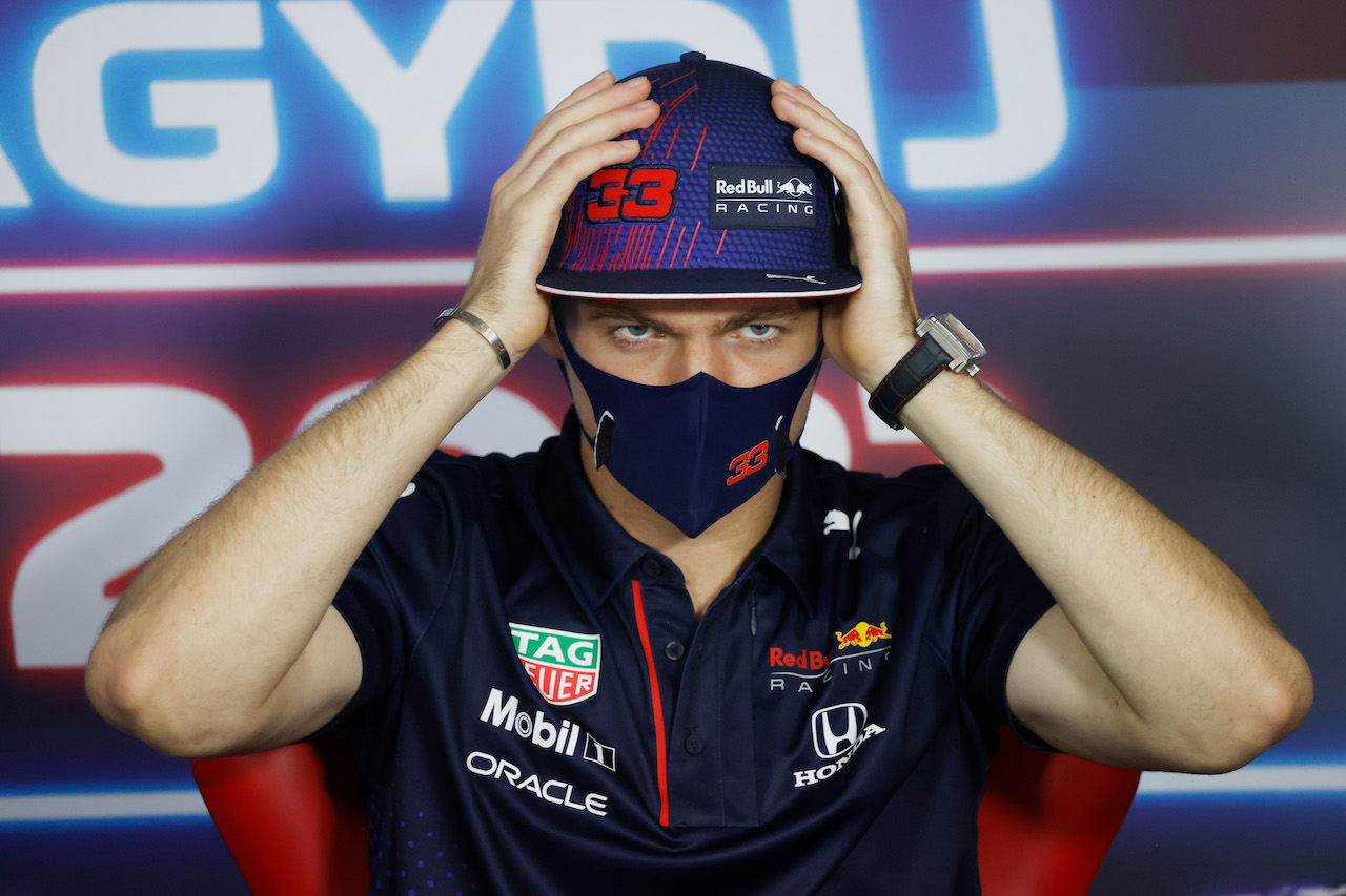 GP UNGHERIA, Max Verstappen (NLD) Red Bull Racing in the FIA Press Conference.
29.07.2021. Formula 1 World Championship, Rd 11, Hungarian Grand Prix, Budapest, Hungary, Preparation Day.
- www.xpbimages.com, EMail: requests@xpbimages.com © Copyright: FIA Pool Image for Editorial Use Only