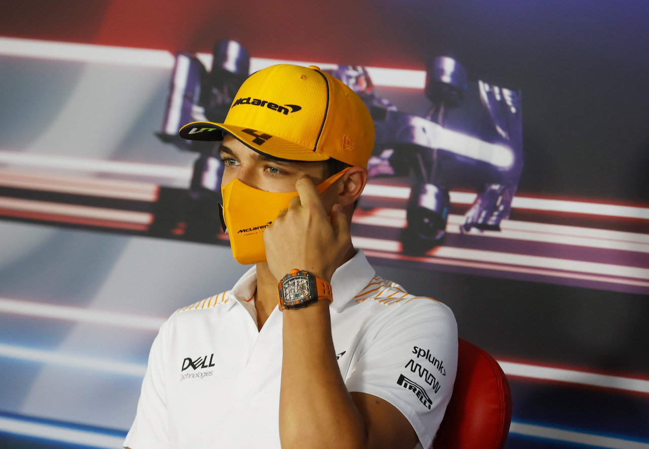 GP UNGHERIA, Lando Norris (GBR) McLaren in the FIA Press Conference.
29.07.2021. Formula 1 World Championship, Rd 11, Hungarian Grand Prix, Budapest, Hungary, Preparation Day.
- www.xpbimages.com, EMail: requests@xpbimages.com © Copyright: FIA Pool Image for Editorial Use Only