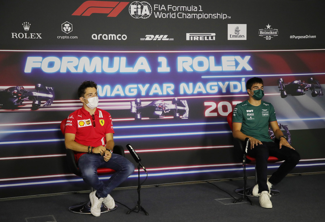 GP UNGHERIA, (L to R): Charles Leclerc (MON) Ferrari e Lance Stroll (CDN) Aston Martin F1 Team in the FIA Press Conference.
29.07.2021. Formula 1 World Championship, Rd 11, Hungarian Grand Prix, Budapest, Hungary, Preparation Day.
- www.xpbimages.com, EMail: requests@xpbimages.com © Copyright: FIA Pool Image for Editorial Use Only