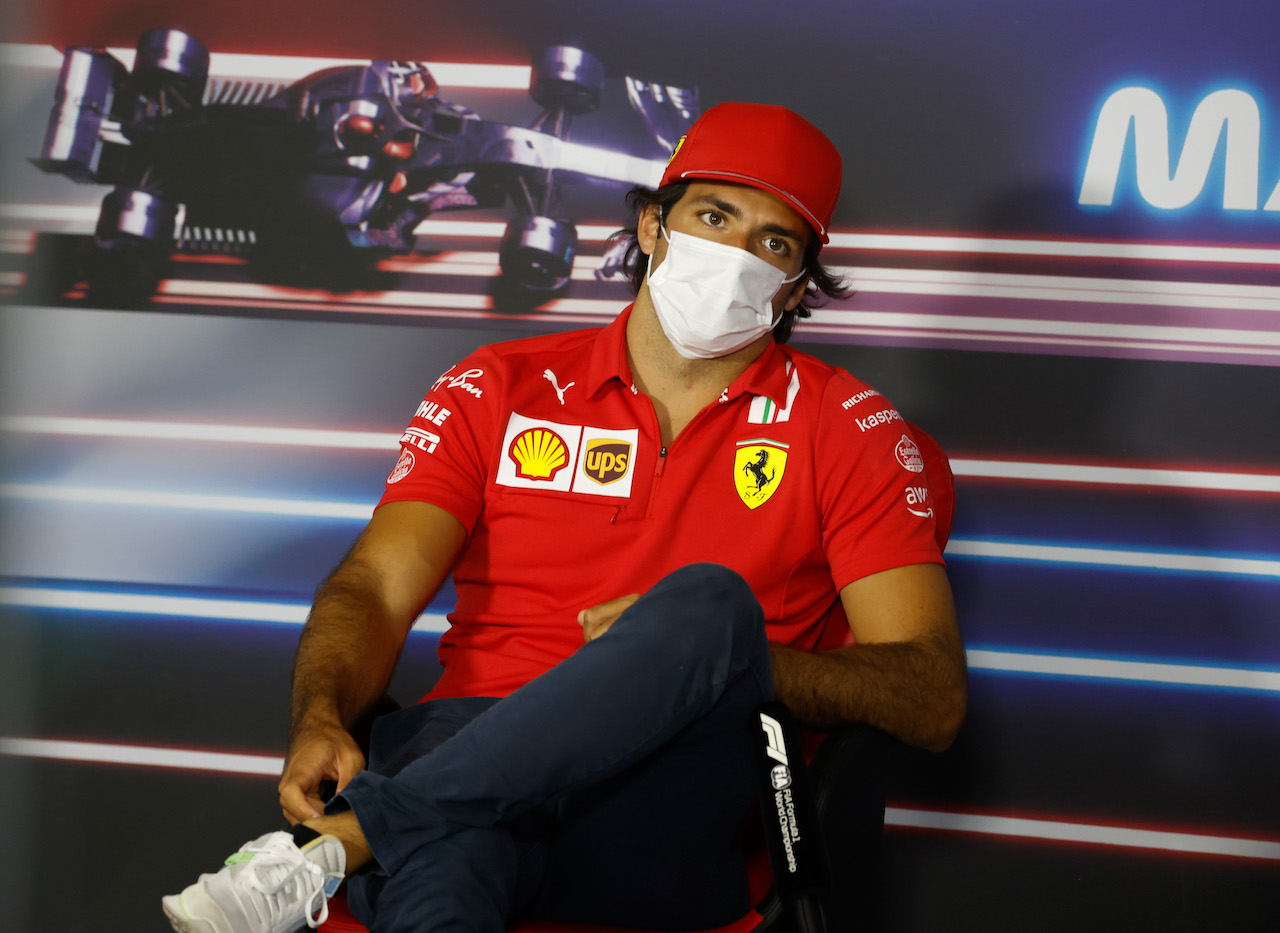 GP UNGHERIA, Carlos Sainz Jr (ESP) Ferrari in the FIA Press Conference.
29.07.2021. Formula 1 World Championship, Rd 11, Hungarian Grand Prix, Budapest, Hungary, Preparation Day.
- www.xpbimages.com, EMail: requests@xpbimages.com © Copyright: FIA Pool Image for Editorial Use Only