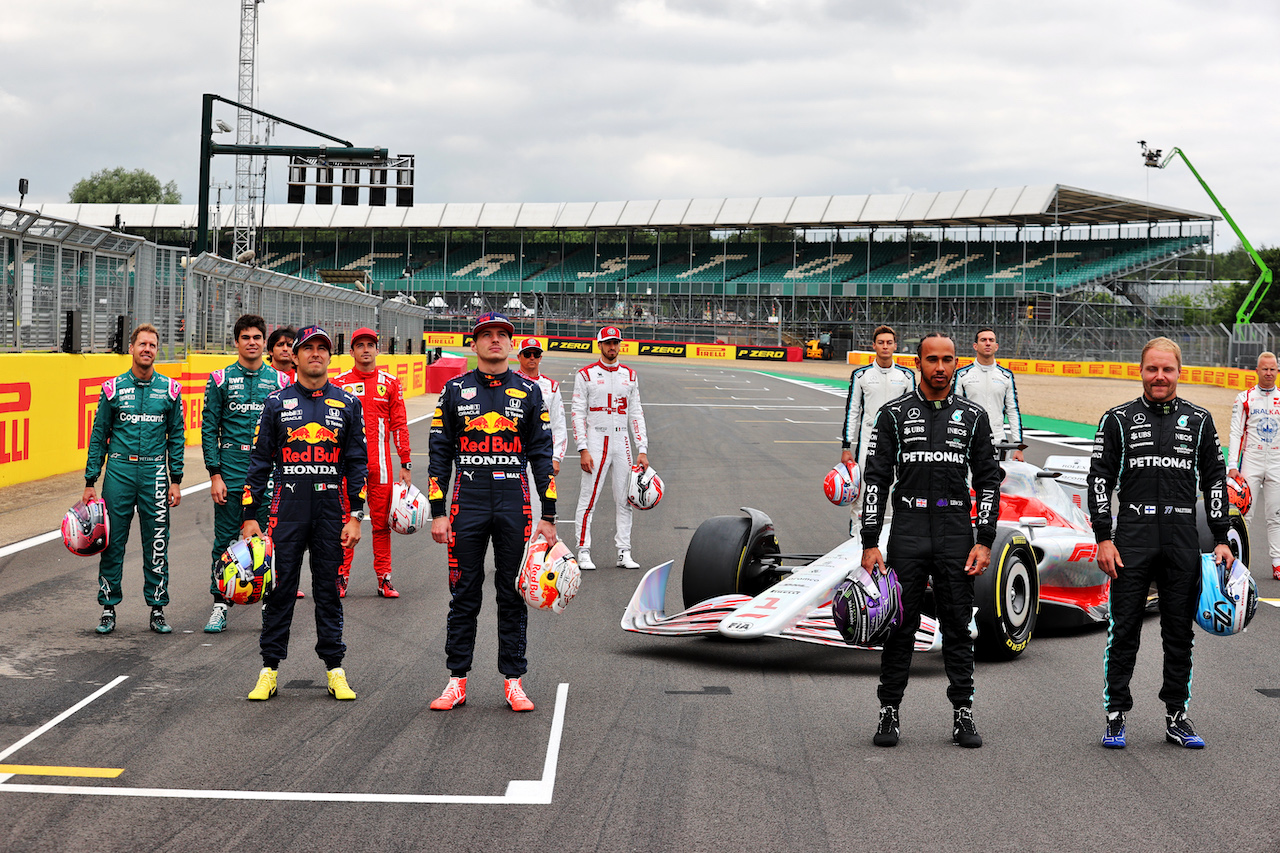 PRESENTAZIONE MONOPOSTO 2022, Drivers at the 2022 Car Launch.
15.07.2021. Formula 1 World Championship, Rd 10, British Grand Prix, Silverstone, England, Preparation Day.
- www.xpbimages.com, EMail: requests@xpbimages.com © Copyright: Batchelor / XPB Images