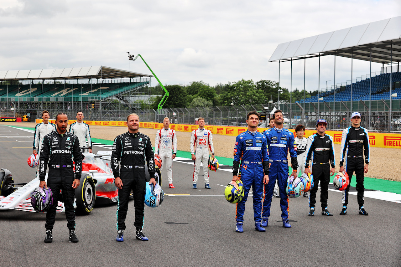 PRESENTAZIONE MONOPOSTO 2022, Drivers at the 2022 Car Launch.
15.07.2021. Formula 1 World Championship, Rd 10, British Grand Prix, Silverstone, England, Preparation Day.
- www.xpbimages.com, EMail: requests@xpbimages.com © Copyright: Batchelor / XPB Images