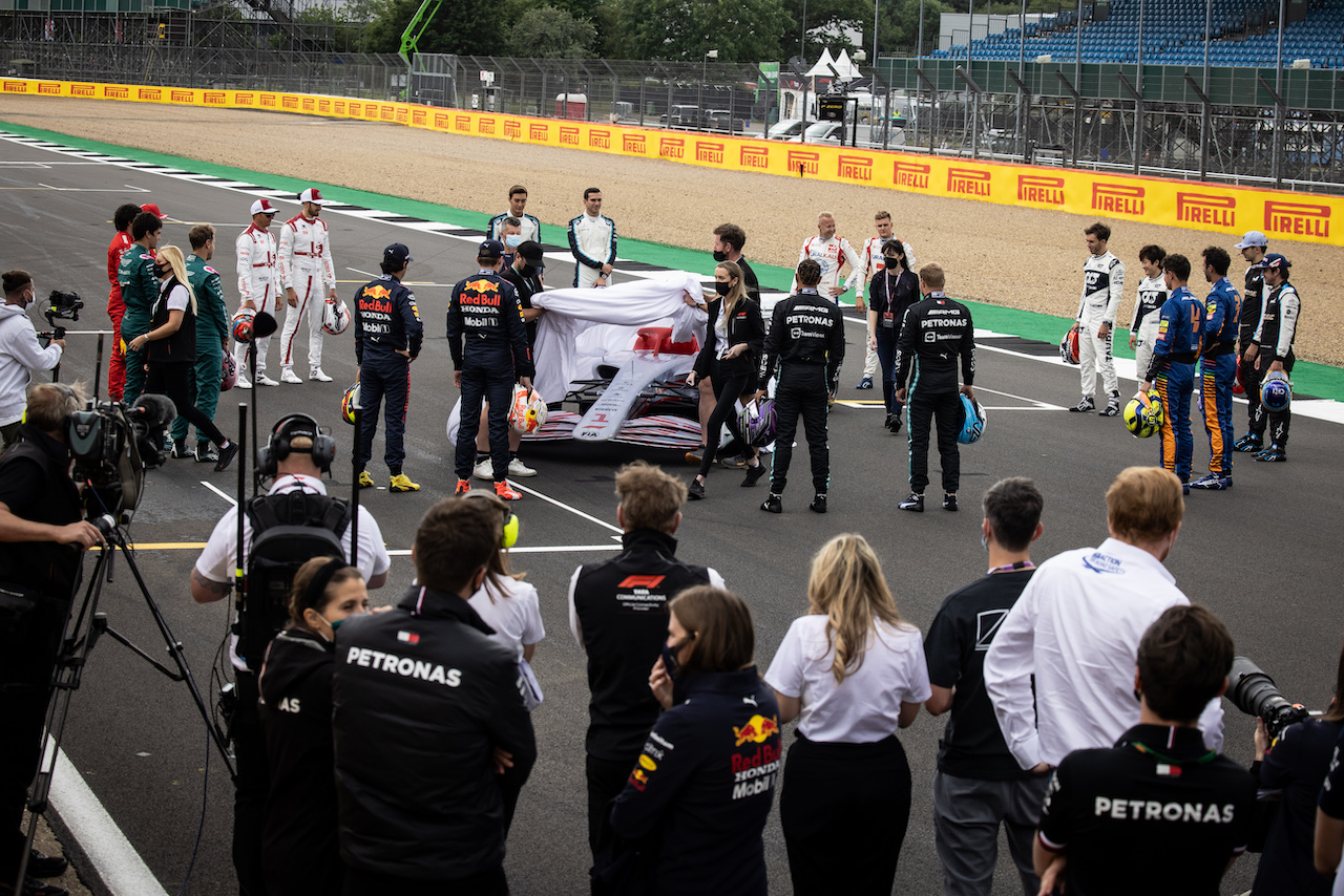 PRESENTAZIONE MONOPOSTO 2022, Drivers at the 2022 Car Launch.
15.07.2021. Formula 1 World Championship, Rd 10, British Grand Prix, Silverstone, England, Preparation Day.
- www.xpbimages.com, EMail: requests@xpbimages.com © Copyright: Bearne / XPB Images