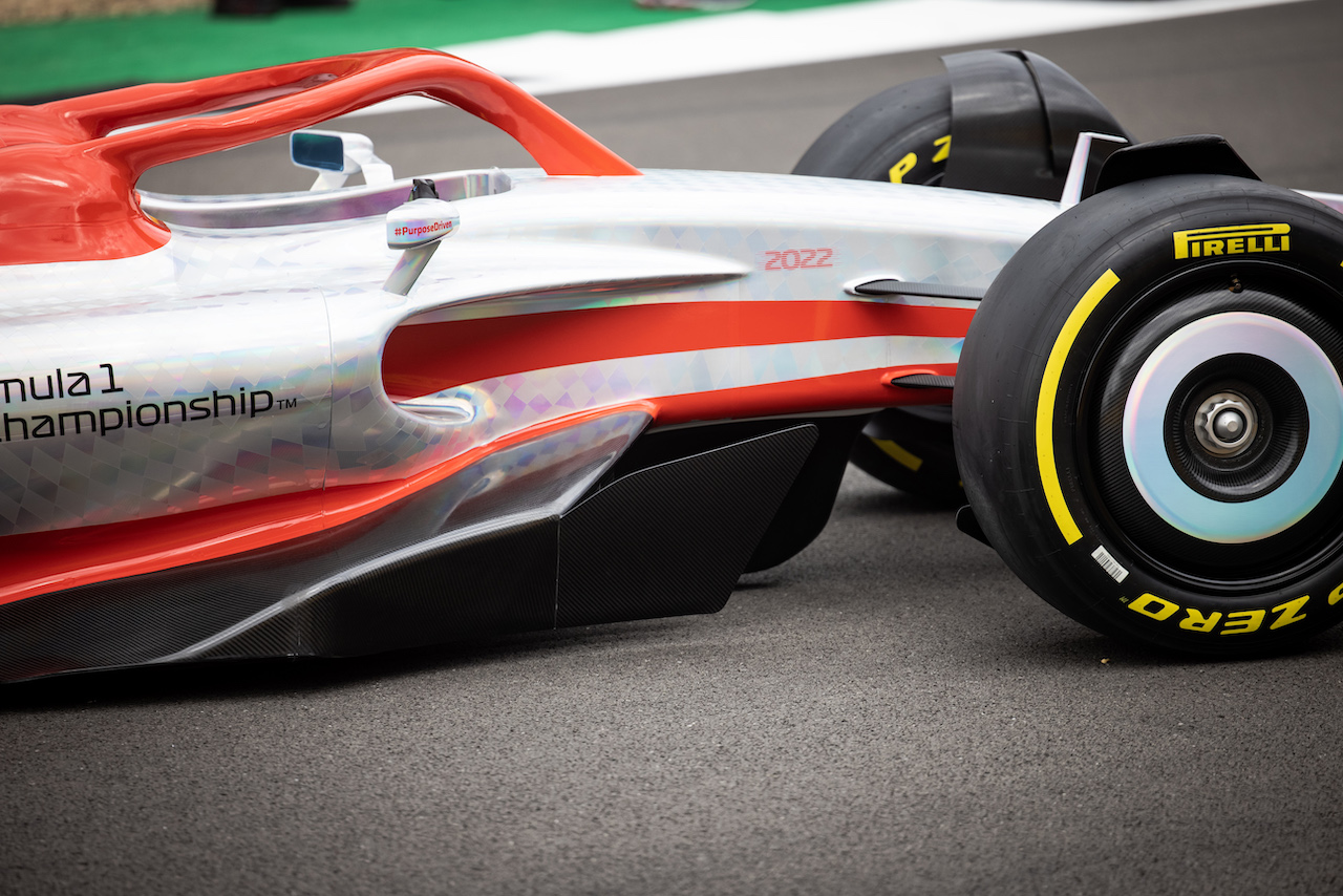 PRESENTAZIONE MONOPOSTO 2022, 2022 Car Launch - sidepod detail.
15.07.2021. Formula 1 World Championship, Rd 10, British Grand Prix, Silverstone, England, Preparation Day.
- www.xpbimages.com, EMail: requests@xpbimages.com © Copyright: Bearne / XPB Images