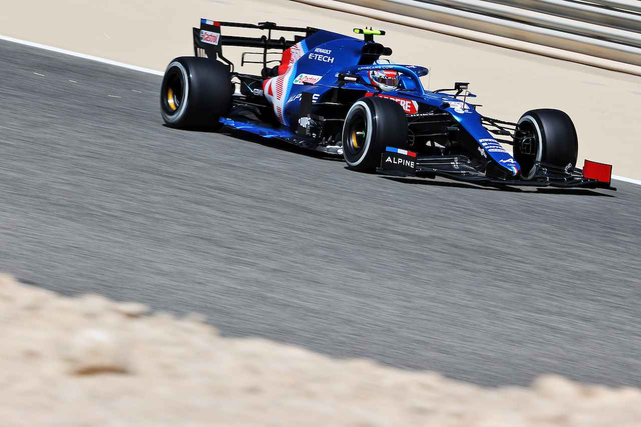 TEST BAHRAIN, Esteban Ocon (FRA) Alpine F1 Team A521.
14.03.2021. Formula 1 Testing, Sakhir, Bahrain, Day Three.
- www.xpbimages.com, EMail: requests@xpbimages.com © Copyright: Charniaux / XPB Images