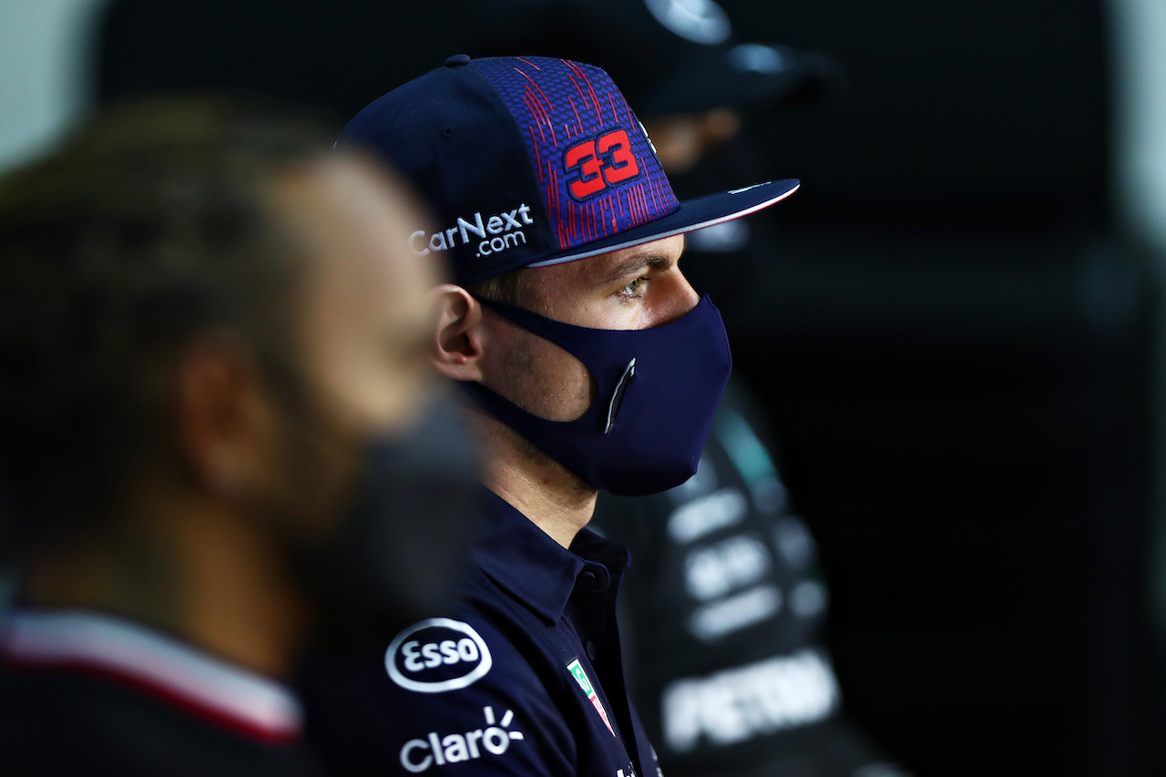 TEST BAHRAIN, Max Verstappen (NLD) Red Bull Racing in the FIA Press Conference.
14.03.2021. Formula 1 Testing, Sakhir, Bahrain, Day Three.
- www.xpbimages.com, EMail: requests@xpbimages.com © Copyright: FIA Pool Image for Editorial Use Only