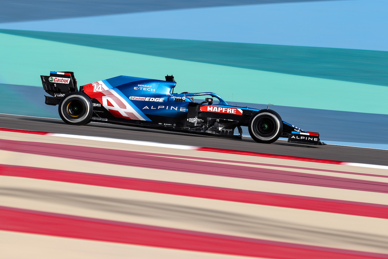 TEST BAHRAIN, Fernando Alonso (ESP), Alpine F1 Team 
13.03.2021. Formula 1 Testing, Sakhir, Bahrain, Day Two.
- www.xpbimages.com, EMail: requests@xpbimages.com © Copyright: Charniaux / XPB Images