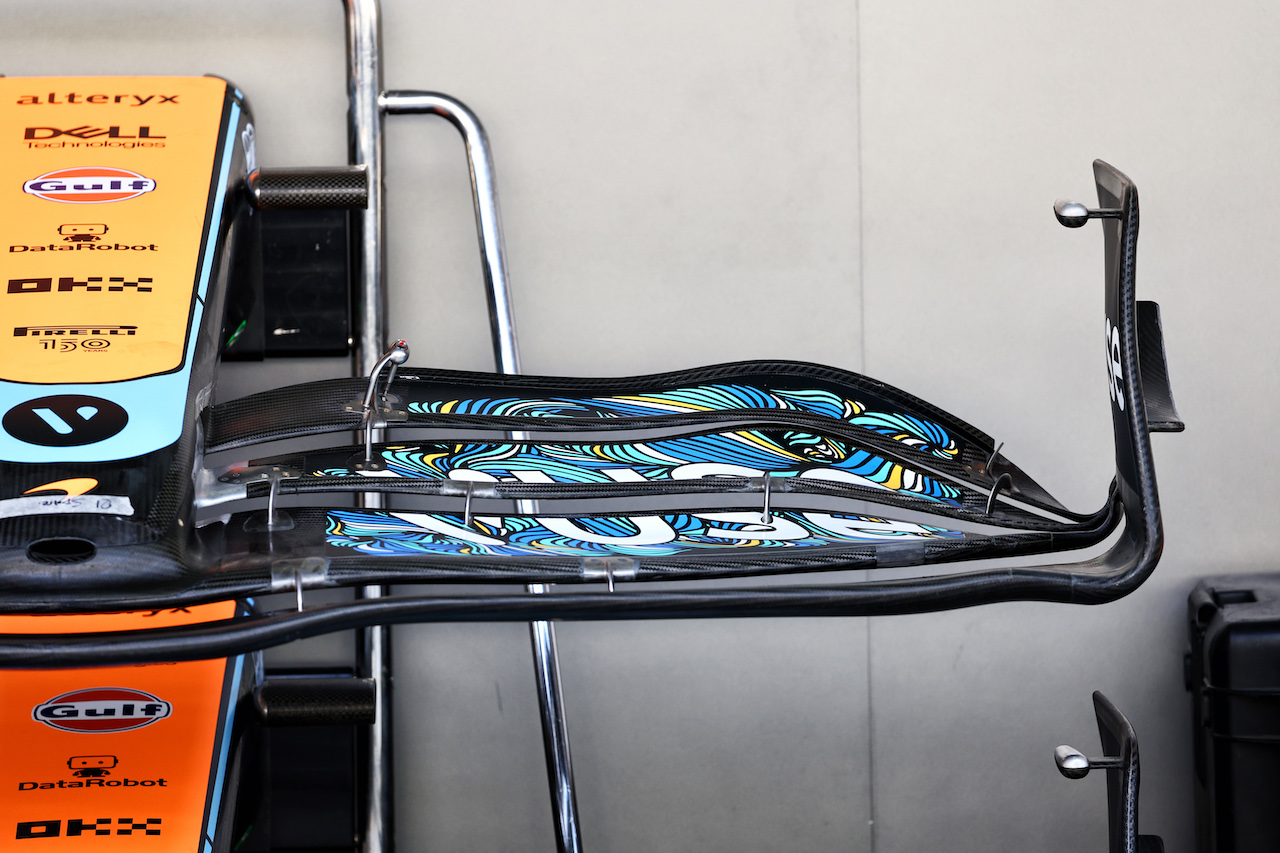 GP ABU DHABI, McLaren MCL36 front wing.
17.11.2022. Formula 1 World Championship, Rd 22, Abu Dhabi Grand Prix, Yas Marina Circuit, Abu Dhabi, Preparation Day.
- www.xpbimages.com, EMail: requests@xpbimages.com © Copyright: Batchelor / XPB Images
