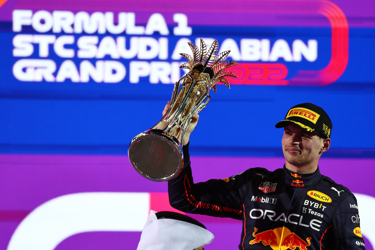 GP ARABIA SAUDITA, 1st place Max Verstappen (NLD) Red Bull Racing.
27.03.2022. Formula 1 World Championship, Rd 2, Saudi Arabian Grand Prix, Jeddah, Saudi Arabia, Gara Day.
- www.xpbimages.com, EMail: requests@xpbimages.com ¬© Copyright: Batchelor / XPB Images