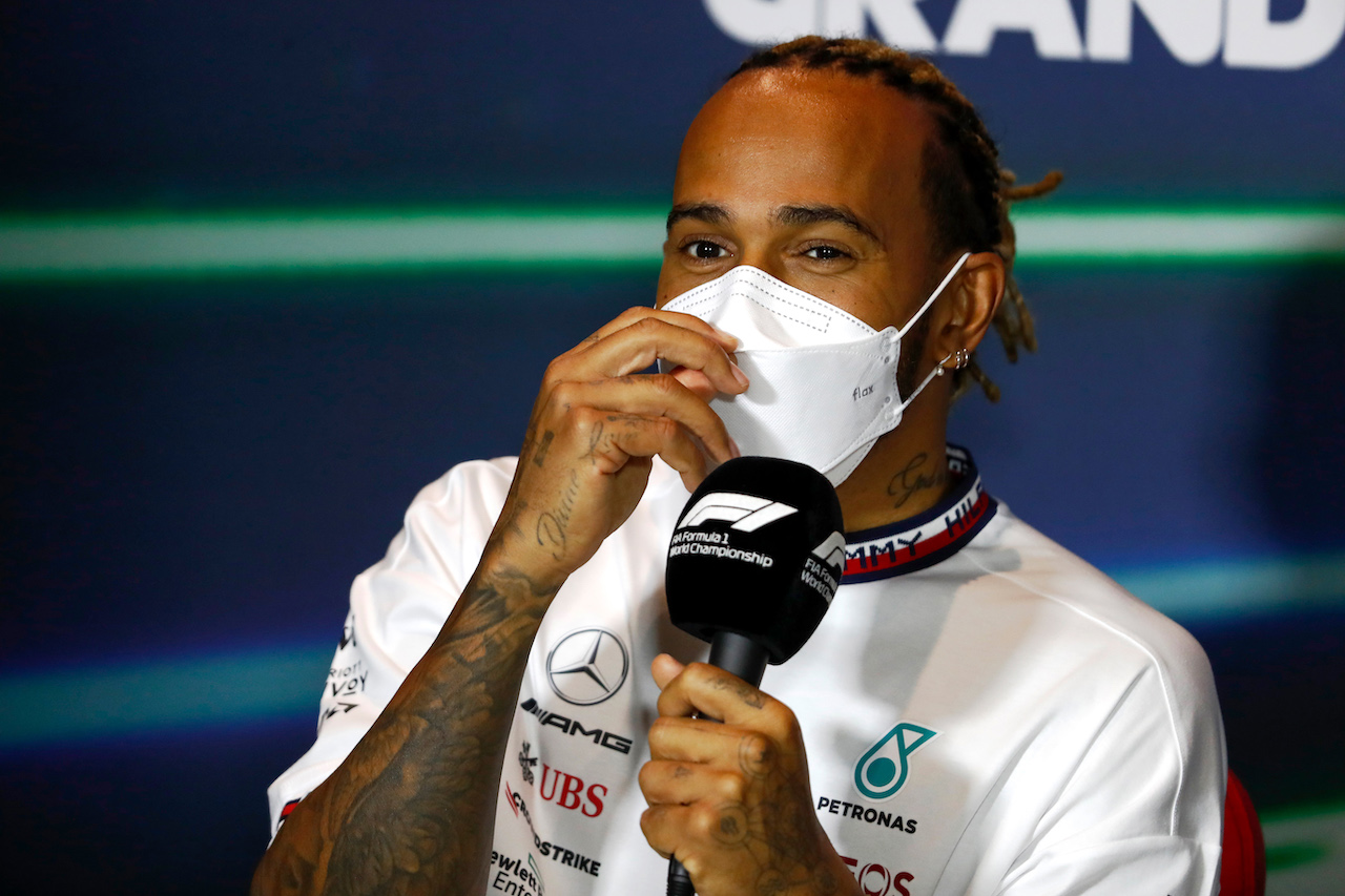 GP ARABIA SAUDITA, Lewis Hamilton (GBR) Mercedes AMG F1 in the FIA Press Conference.
25.03.2022 Formula 1 World Championship, Rd 2, Saudi Arabian Grand Prix, Jeddah, Saudi Arabia, Practice Day.
- www.xpbimages.com, EMail: requests@xpbimages.com © Copyright: XPB Images
