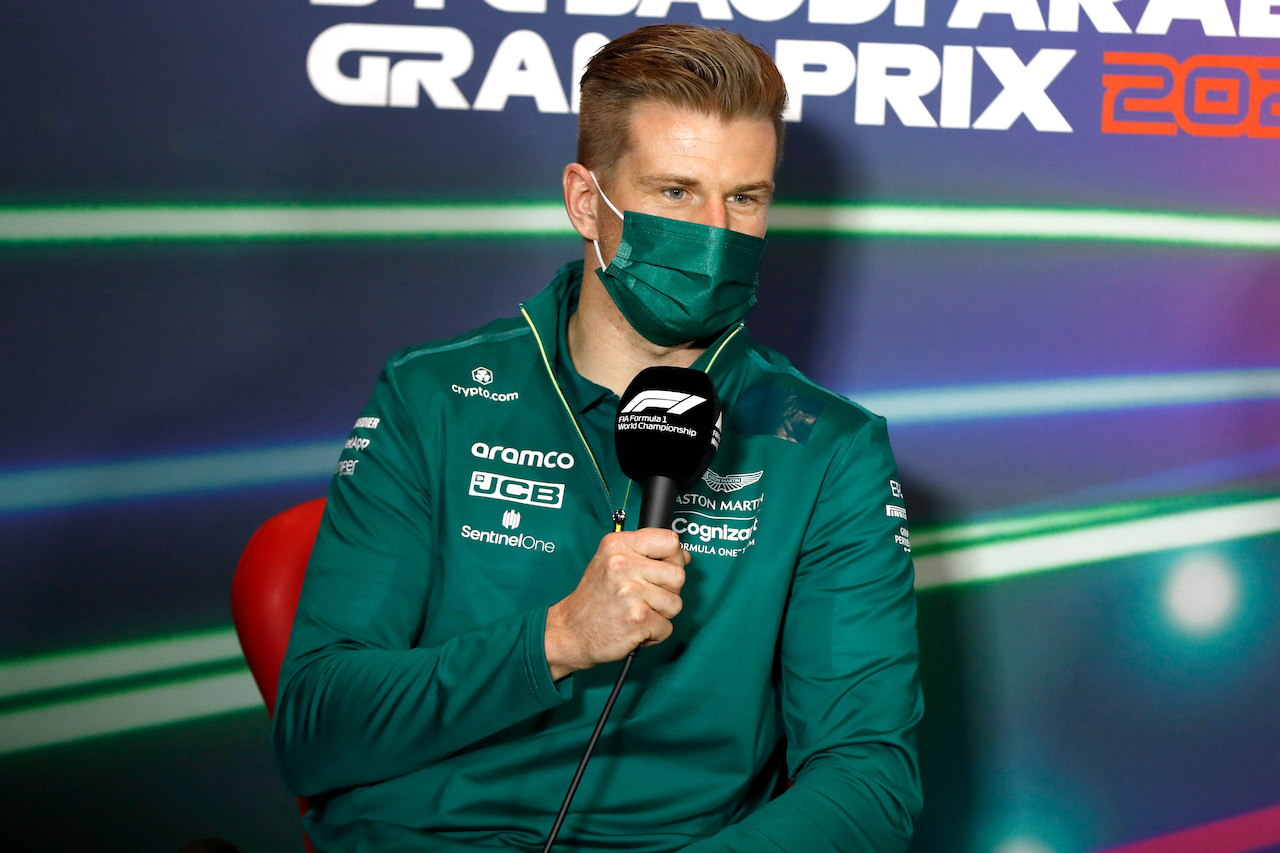GP ARABIA SAUDITA, Nico Hulkenberg (GER) Aston Martin F1 Team Reserve Driver in the FIA Press Conference.
25.03.2022 Formula 1 World Championship, Rd 2, Saudi Arabian Grand Prix, Jeddah, Saudi Arabia, Practice Day.
- www.xpbimages.com, EMail: requests@xpbimages.com © Copyright: XPB Images