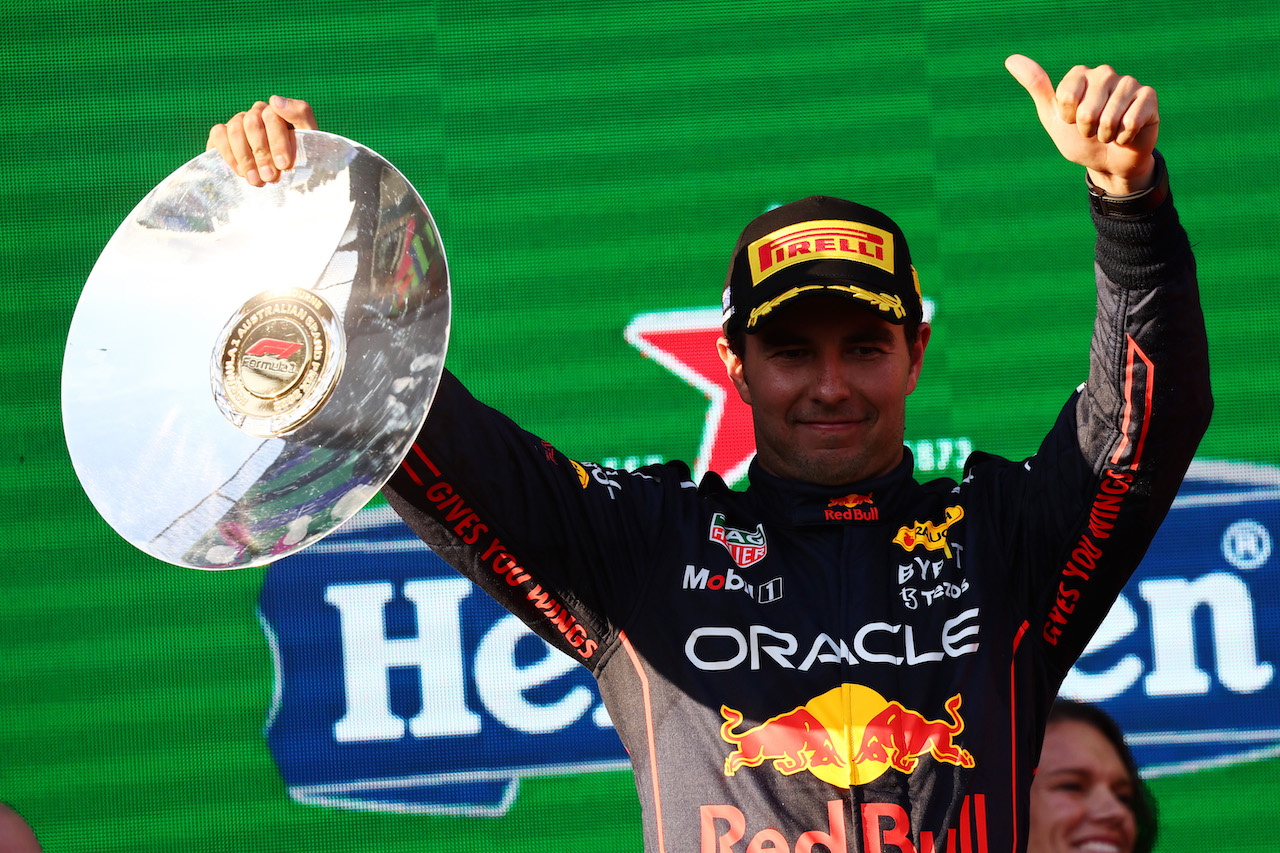 GP AUSTRALIA, 2nd place Sergio Perez (MEX) Red Bull Racing.
10.04.2022. Formula 1 World Championship, Rd 3, Australian Grand Prix, Albert Park, Melbourne, Australia, Gara Day.
- www.xpbimages.com, EMail: requests@xpbimages.com ¬© Copyright: Batchelor / XPB Images