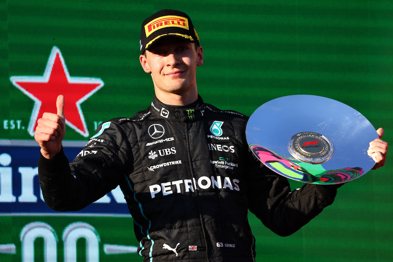 GP AUSTRALIA, 3rd place George Russell (GBR) Mercedes AMG F1.
10.04.2022. Formula 1 World Championship, Rd 3, Australian Grand Prix, Albert Park, Melbourne, Australia, Gara Day.
- www.xpbimages.com, EMail: requests@xpbimages.com © Copyright: Batchelor / XPB Images