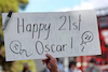 GP AUSTRALIA, Circuit Atmosfera - Happy 21st Birthday sign from a fan for Oscar Piastri (AUS) Alpine F1 Team Reserve Driver.
07.04.2022. Formula 1 World Championship, Rd 3, Australian Grand Prix, Albert Park, Melbourne, Australia, Preparation Day.
 - www.xpbimages.com, EMail: requests@xpbimages.com © Copyright: Coates / XPB Images