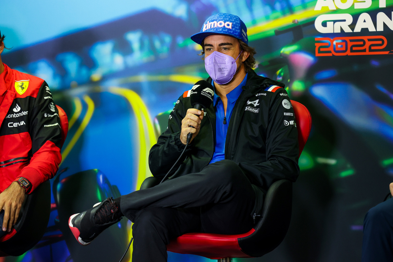 GP AUSTRALIA, Fernando Alonso (ESP) Alpine F1 Team in the FIA Press Conference.
08.04.2022. Formula 1 World Championship, Rd 3, Australian Grand Prix, Albert Park, Melbourne, Australia, Practice Day.
- www.xpbimages.com, EMail: requests@xpbimages.com © Copyright: XPB Images