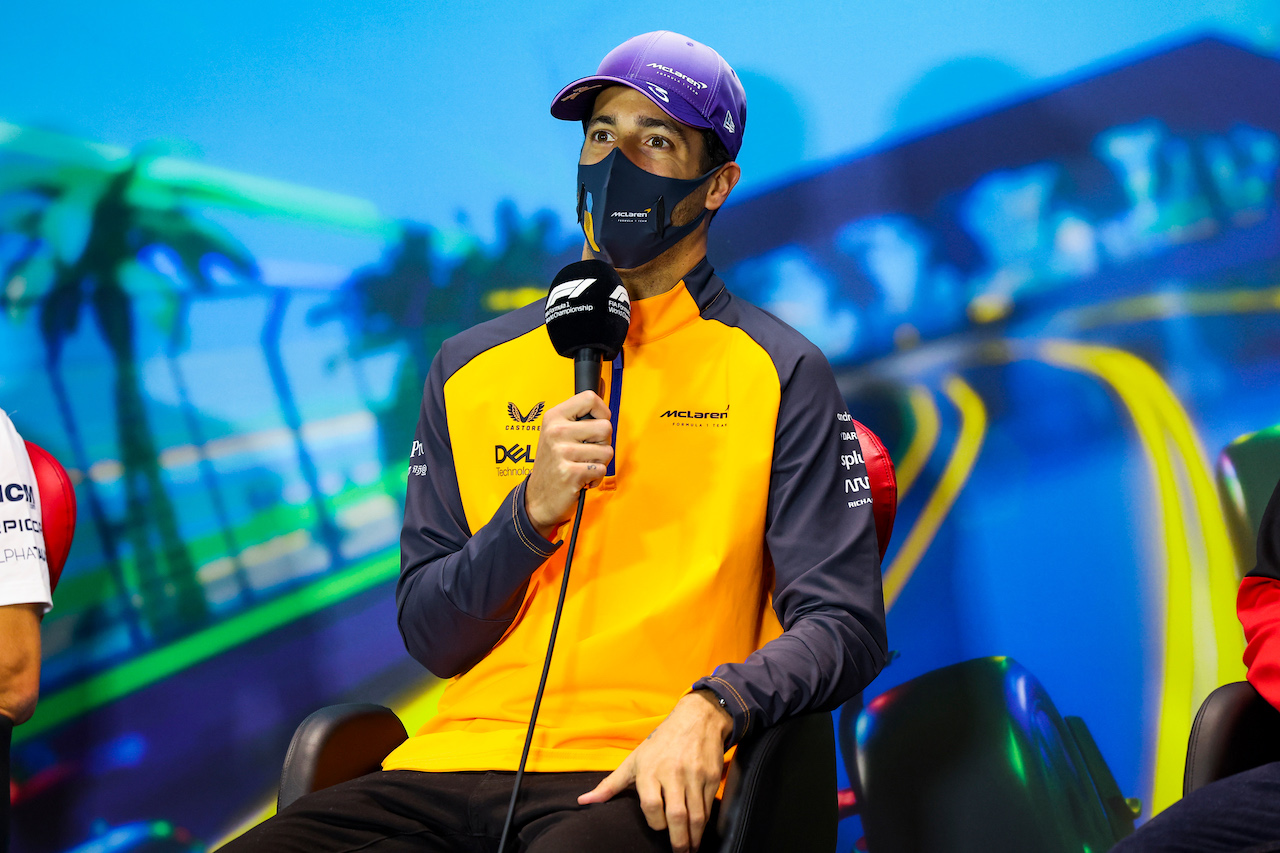 GP AUSTRALIA, Daniel Ricciardo (AUS) McLaren in the FIA Press Conference.
08.04.2022. Formula 1 World Championship, Rd 3, Australian Grand Prix, Albert Park, Melbourne, Australia, Practice Day.
- www.xpbimages.com, EMail: requests@xpbimages.com © Copyright: XPB Images