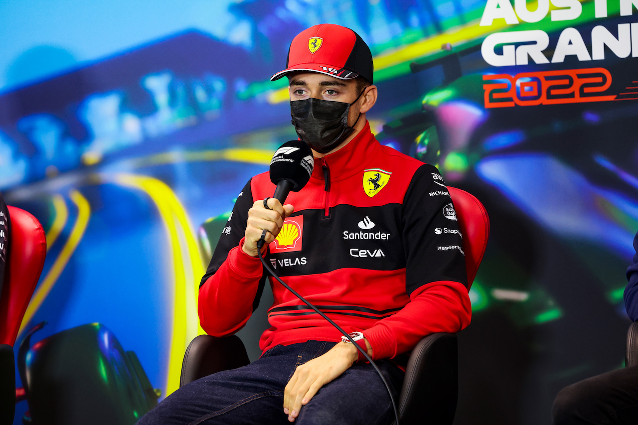 GP AUSTRALIA, Charles Leclerc (MON) Ferrari in the FIA Press Conference.
08.04.2022. Formula 1 World Championship, Rd 3, Australian Grand Prix, Albert Park, Melbourne, Australia, Practice Day.
- www.xpbimages.com, EMail: requests@xpbimages.com © Copyright: XPB Images